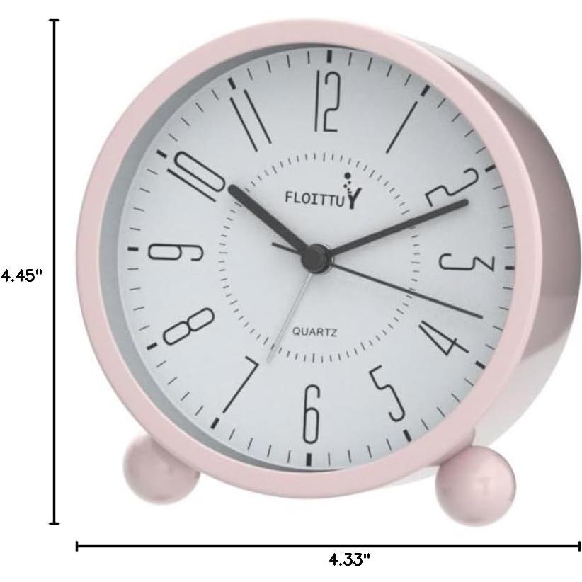 Reloj Despertador Analógico Metal Rosa FLOITTUY 10.9x11.2cm