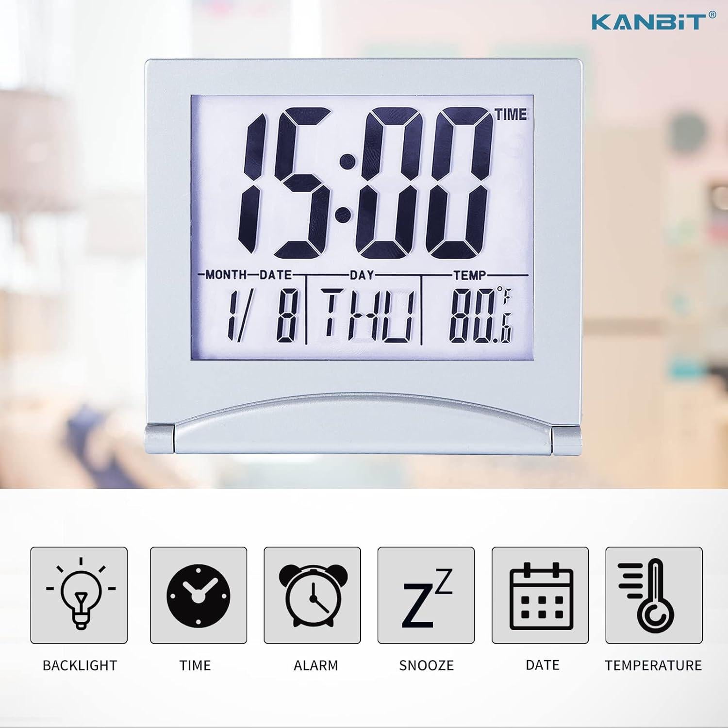 Reloj Despertador Digital KANBIT Compacto con Luz Blanca