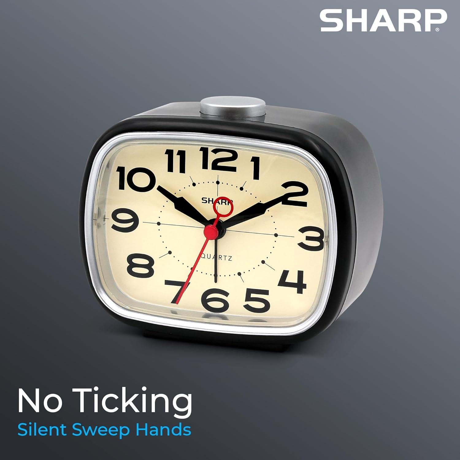 Reloj Despertador Analógico Retro Sharp - Silencioso y Compacto