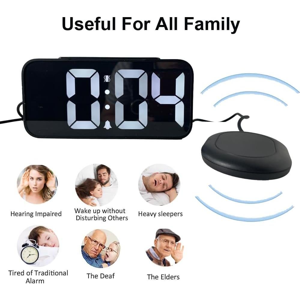 Reloj Despertador LED Fjshellhome con Vibración y Alarma Dual