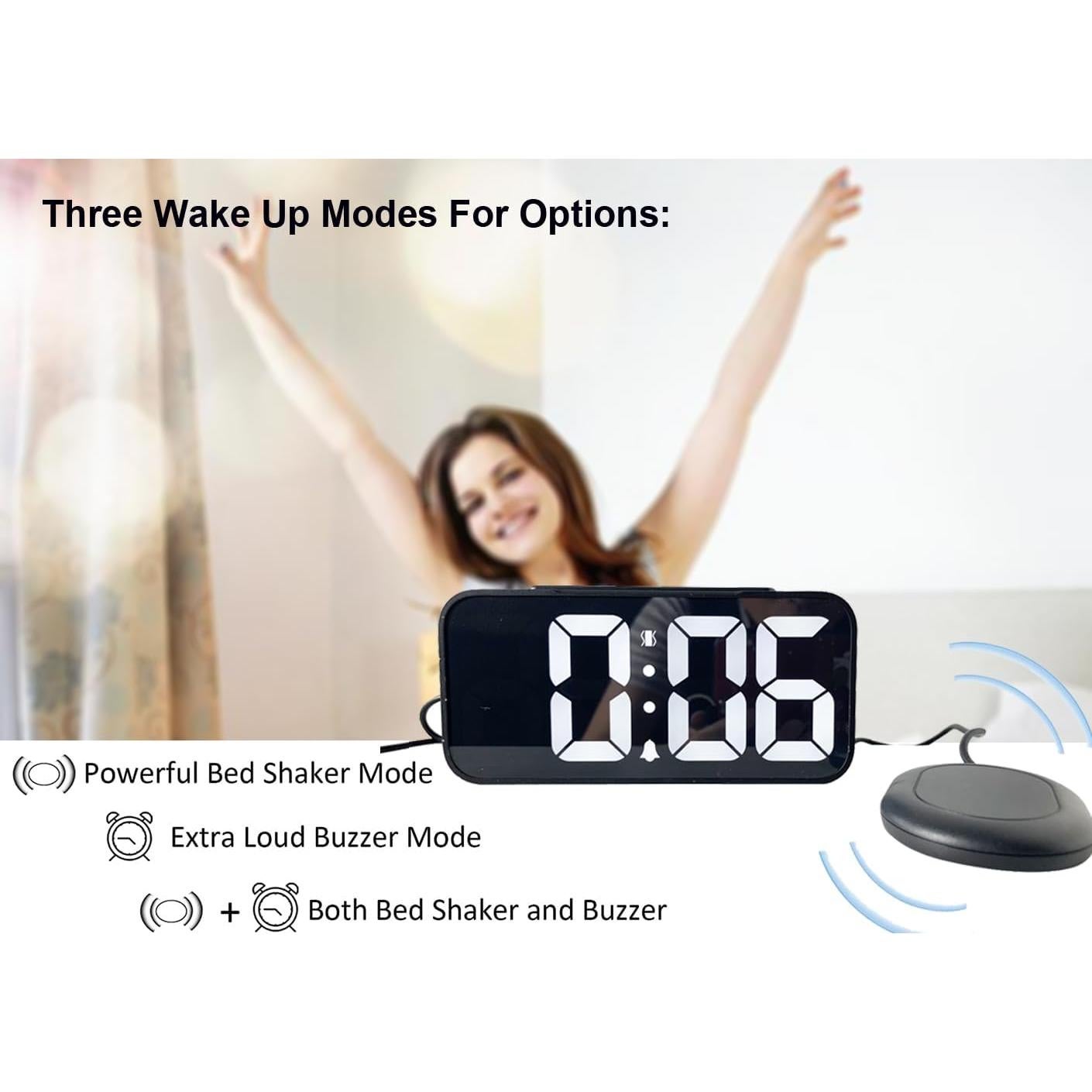 Reloj Despertador LED Fjshellhome con Vibración y Alarma Dual