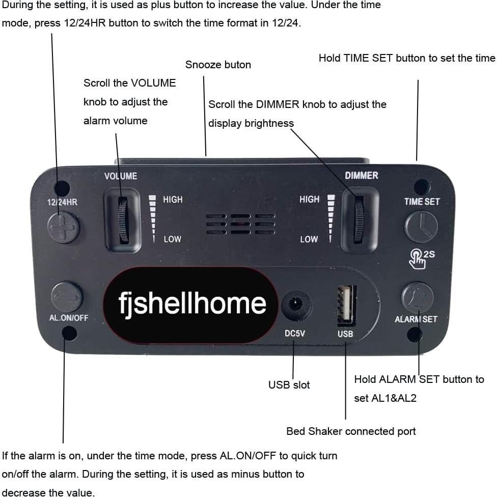 Reloj Despertador LED Fjshellhome con Vibración y Alarma Dual