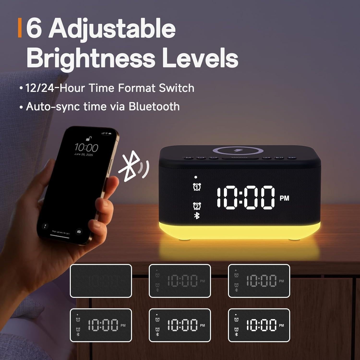Reloj Despertador Bluetooth Broserengy A21-B Cargador Inalámbrico