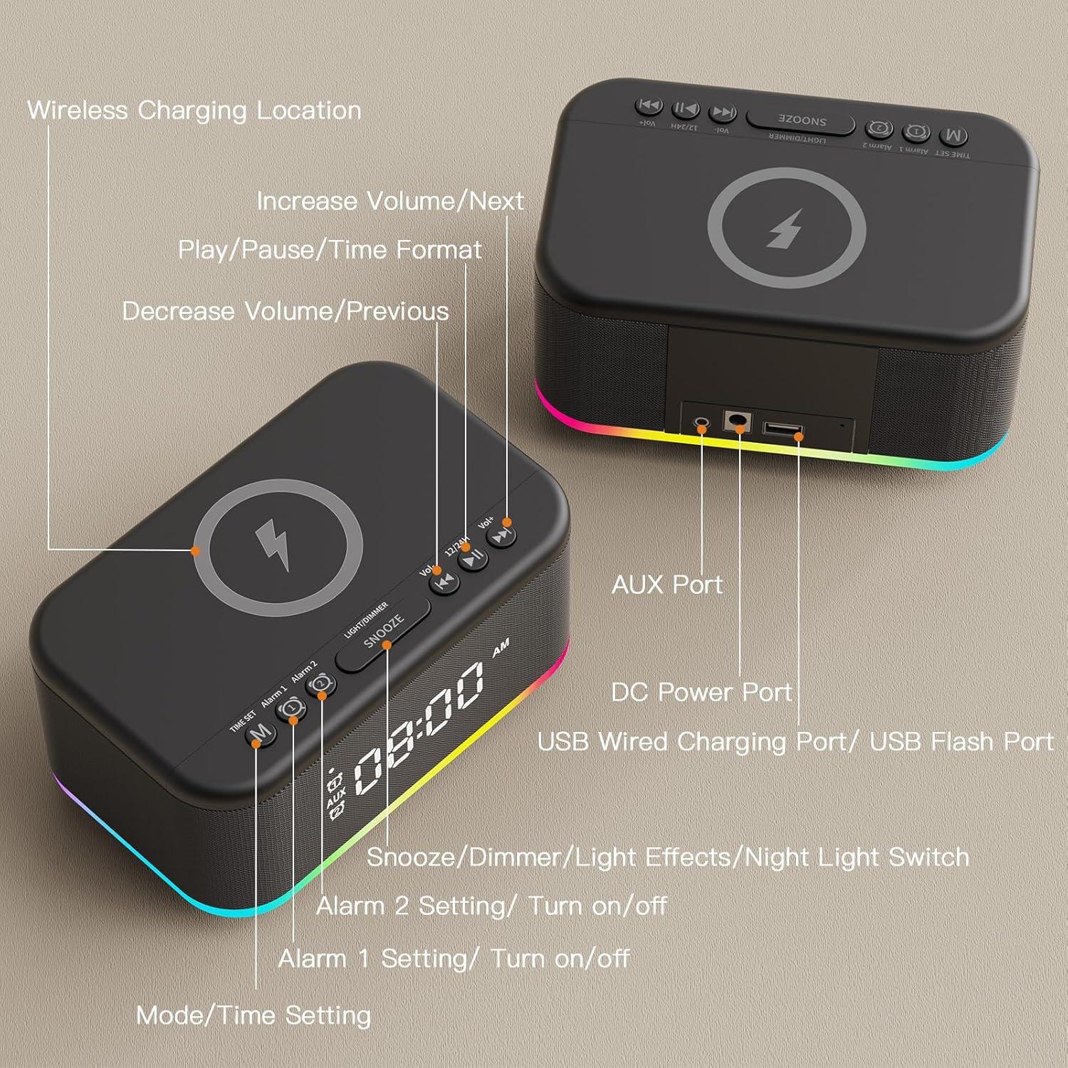 Reloj Despertador Bluetooth Broserengy A21-B Cargador Inalámbrico