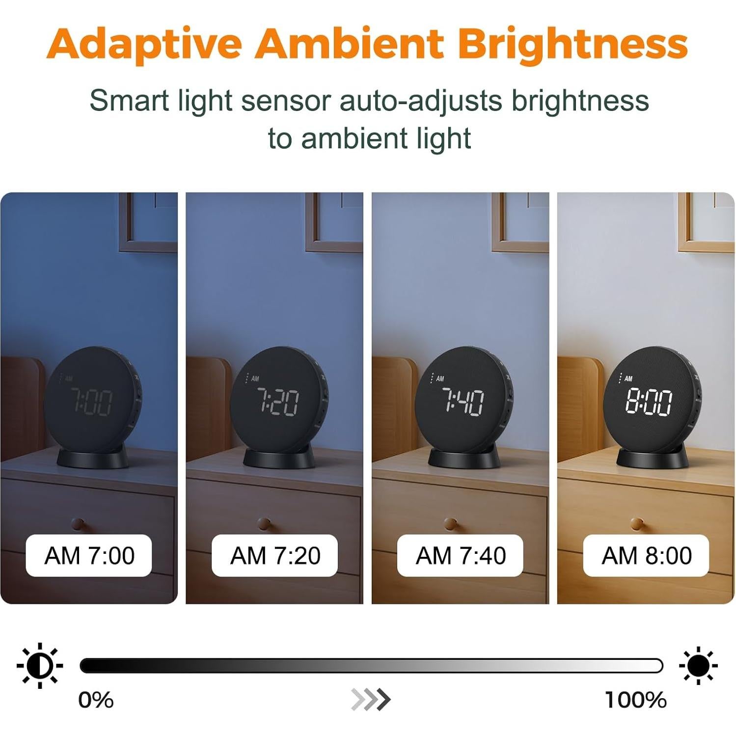 Reloj Despertador Vibrante Gianna 110dB Recargable Negro