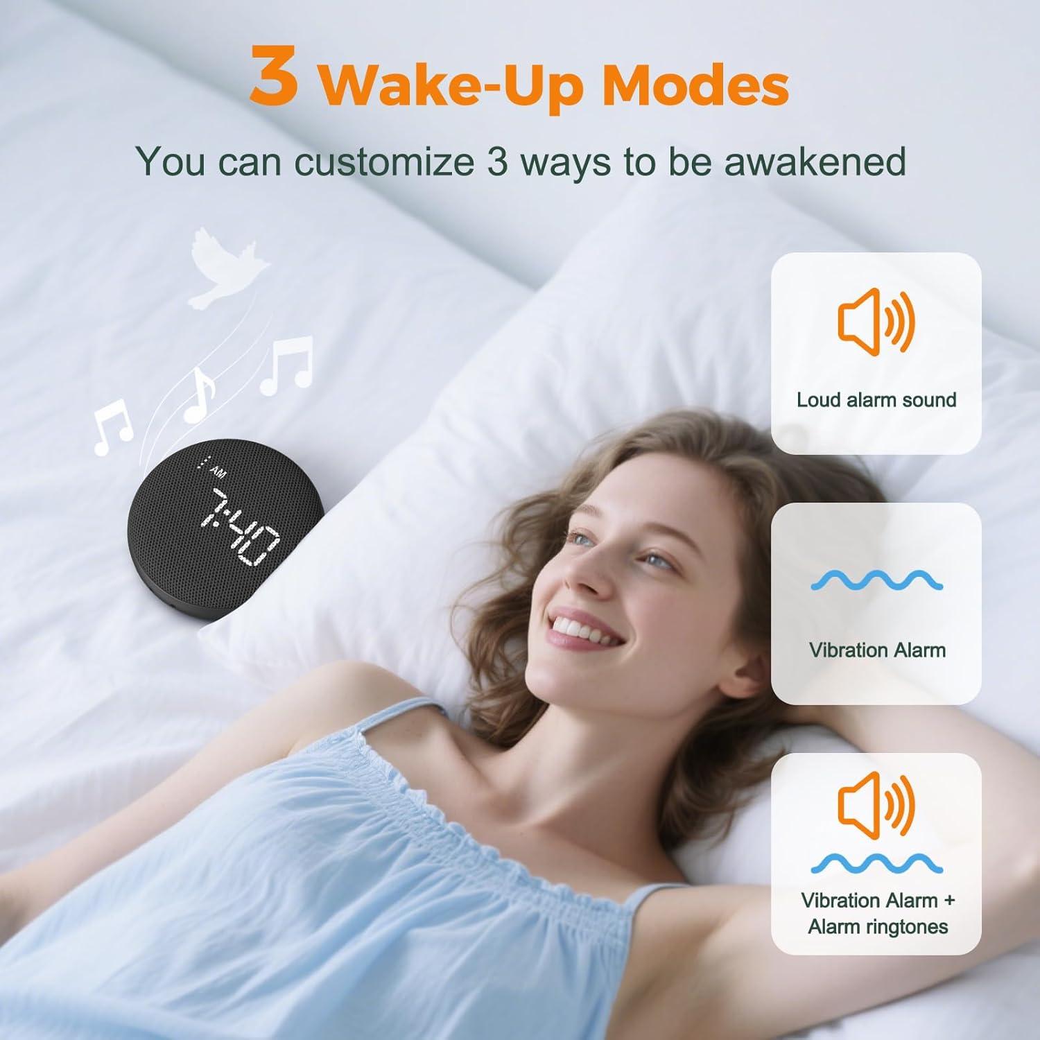 Reloj Despertador Vibrante Gianna 110dB Recargable Negro