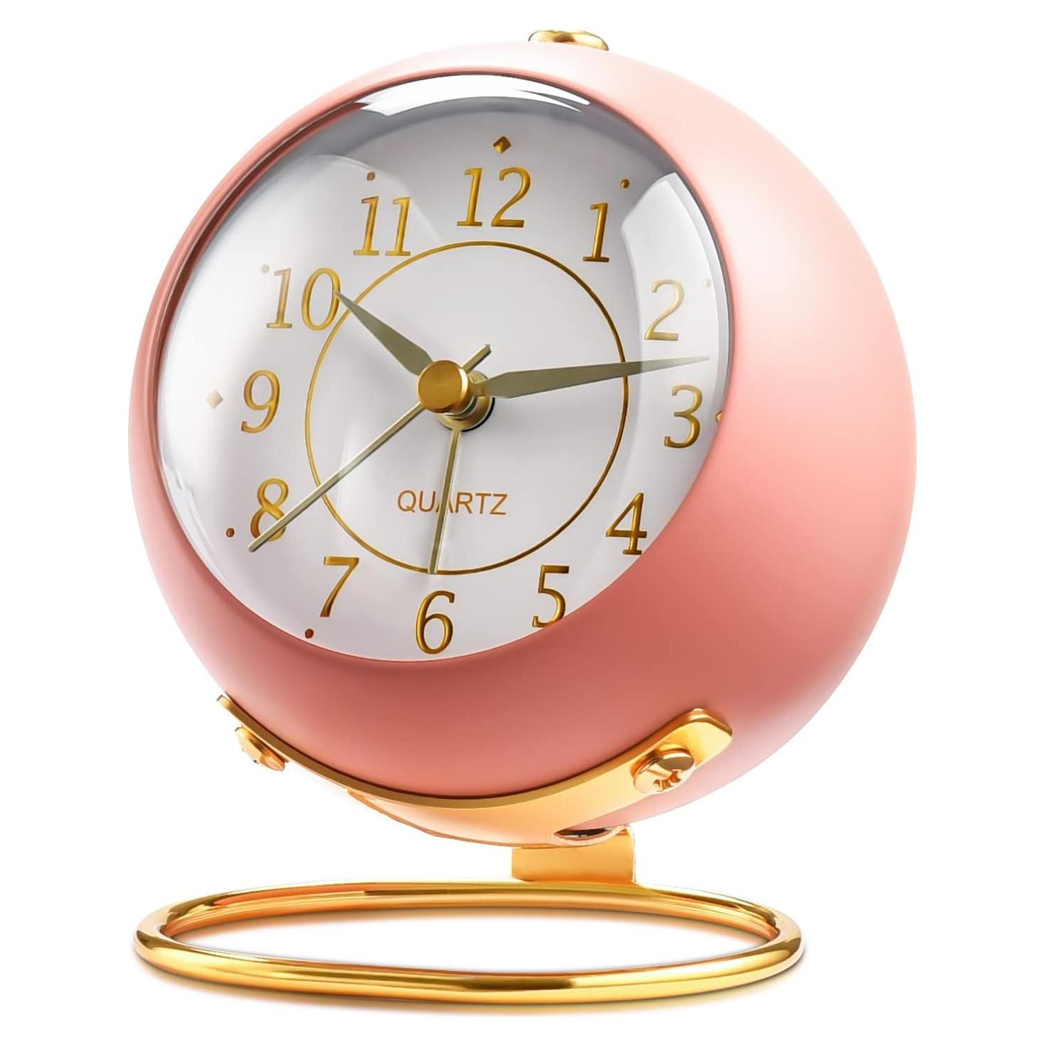 Reloj despertador analógico Tetino rosa silencioso 10.9 cm