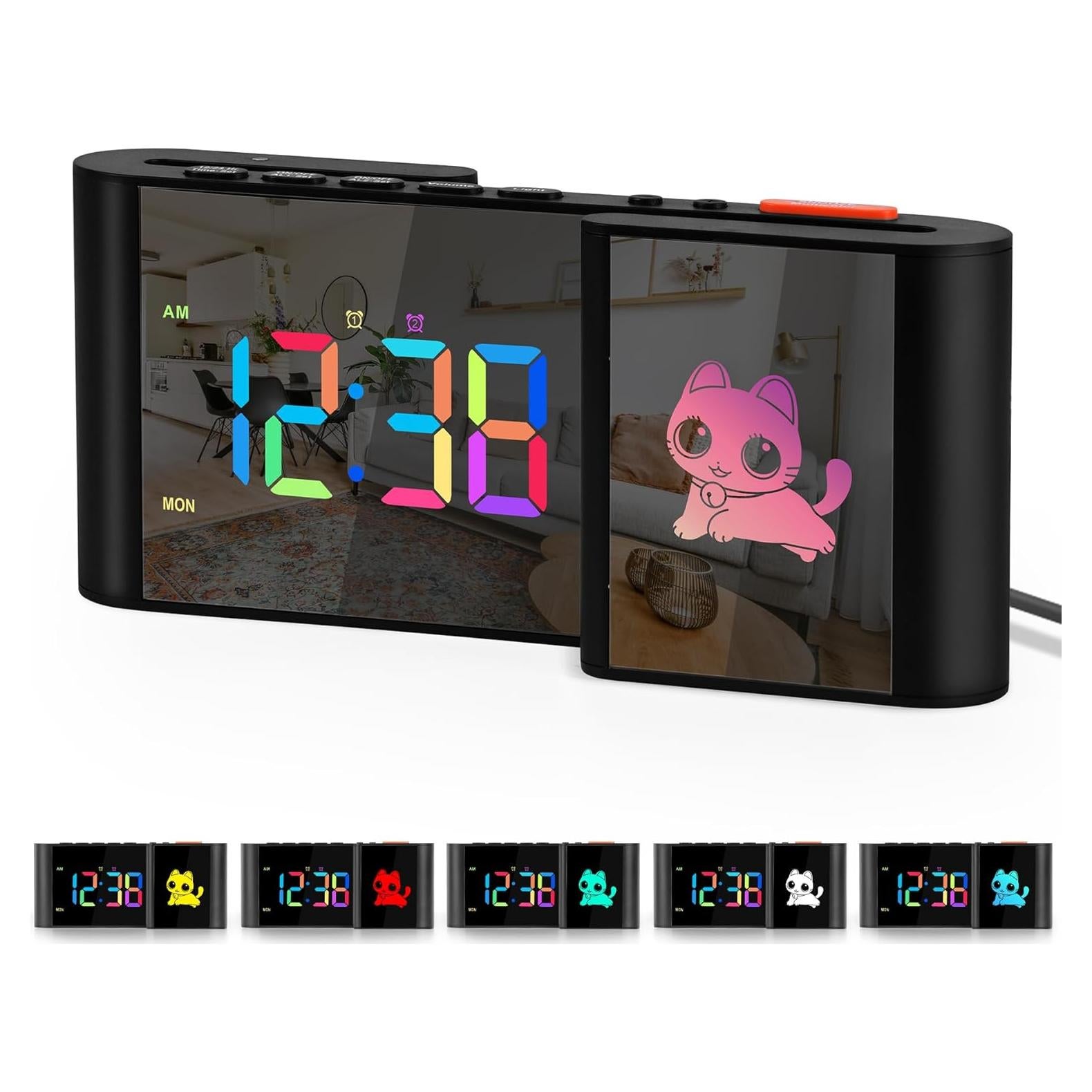 Reloj Despertador Digital SZELAM Gato Negro 18.3 cm RGB