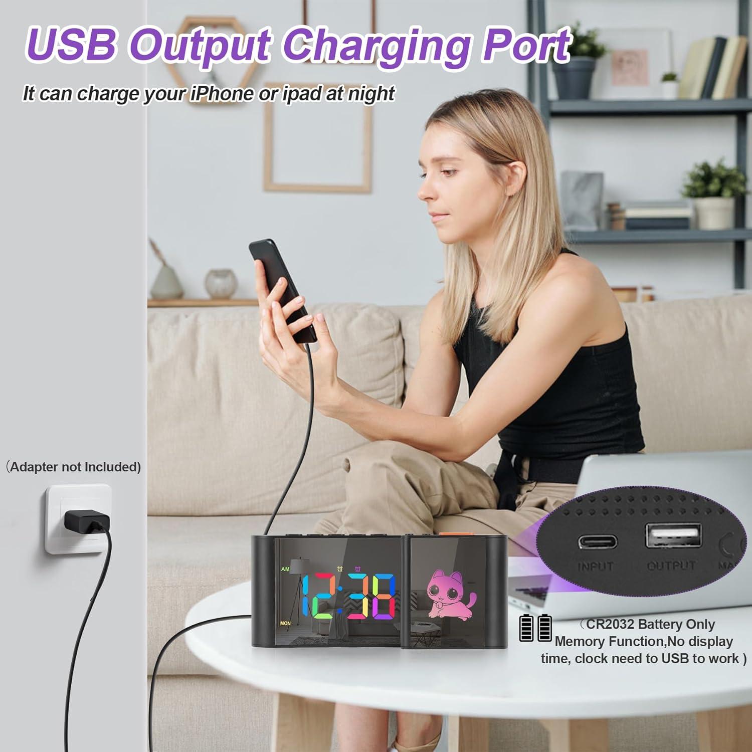 Reloj Despertador Digital SZELAM Gato Negro 18.3 cm RGB