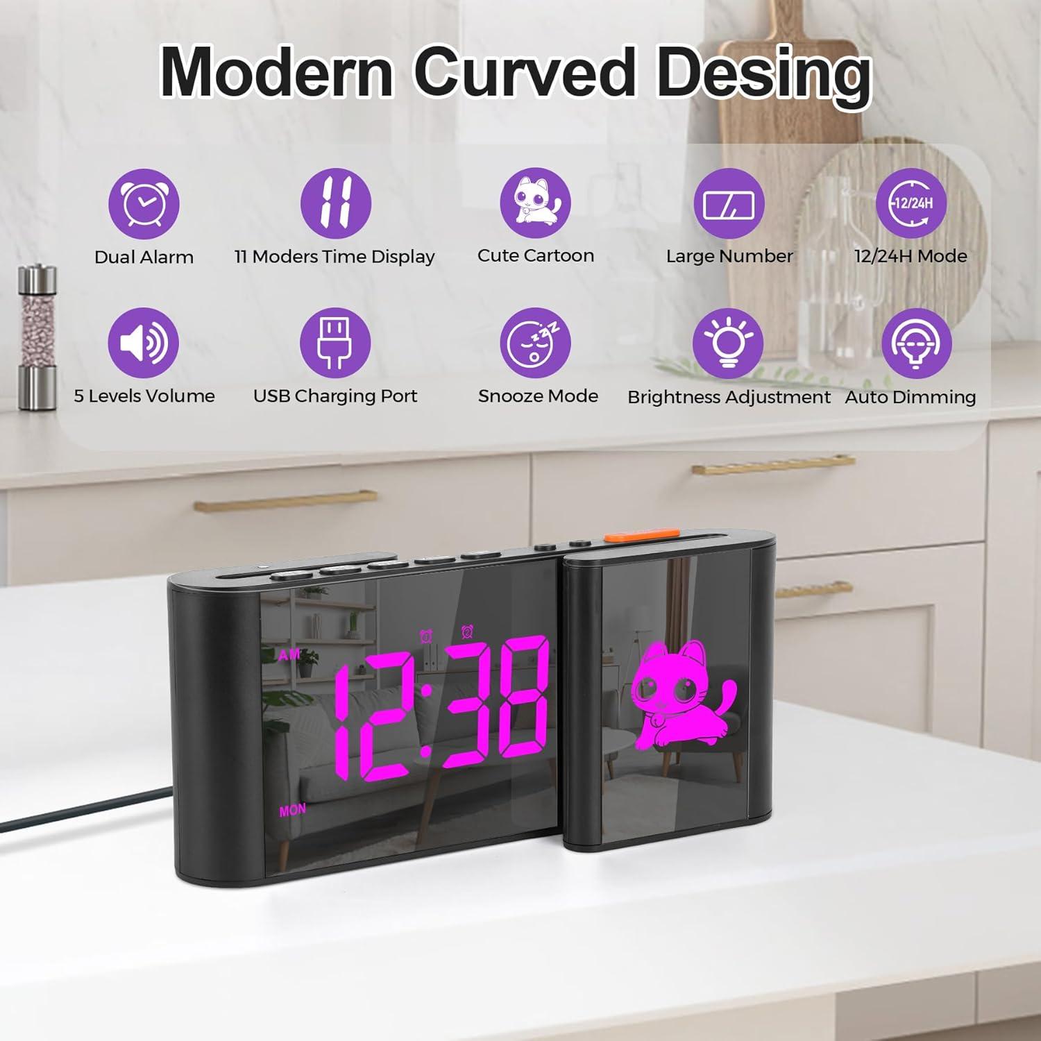 Reloj Despertador Digital SZELAM Gato Negro 18.3 cm RGB