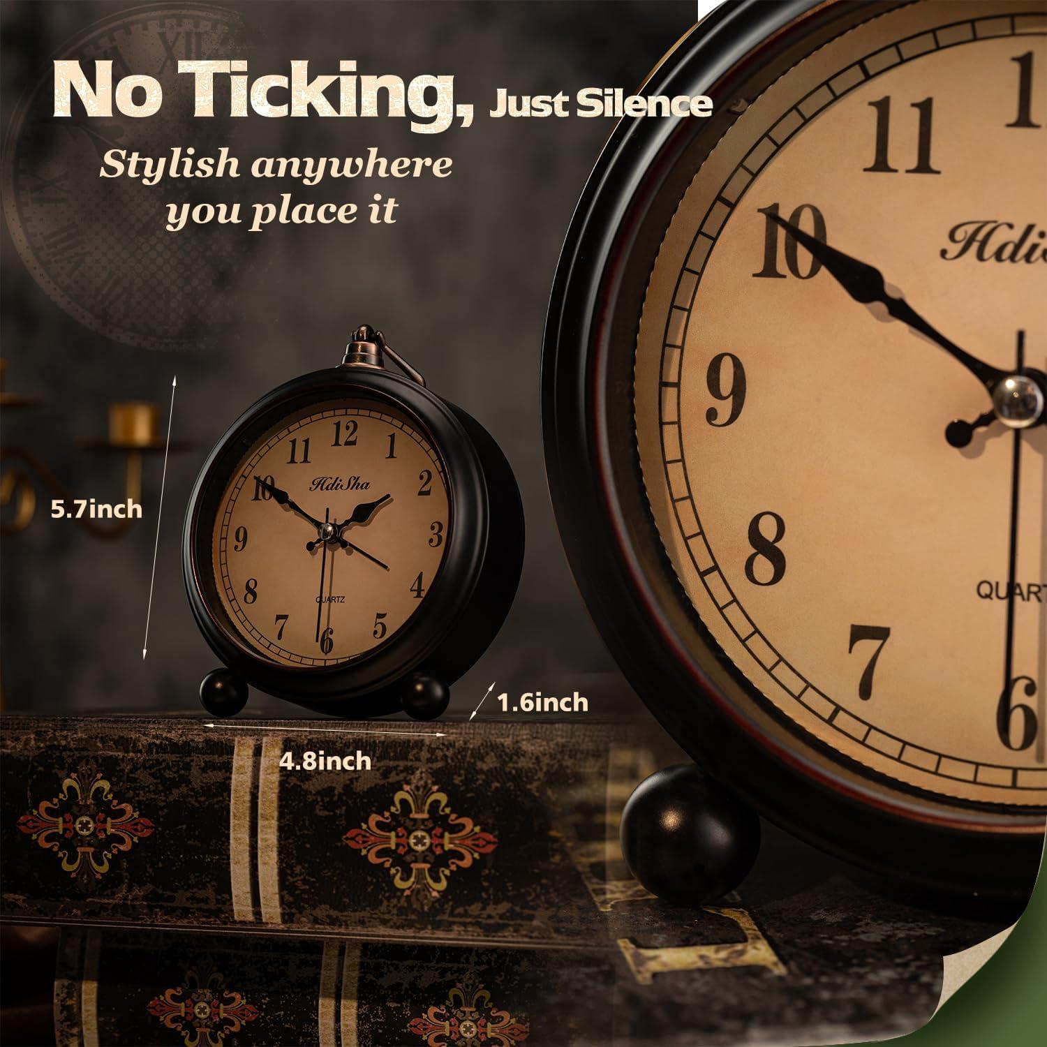 Reloj de Alarma Vintage Hdisha 12.2 cm Silencioso con Luz