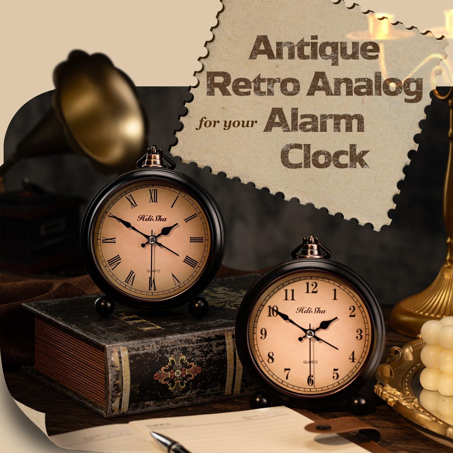 Reloj de Alarma Vintage Hdisha 12.2 cm Silencioso con Luz