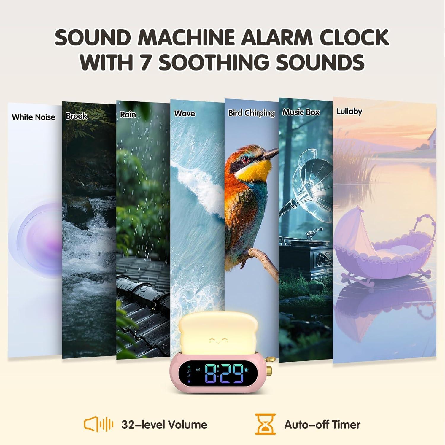 Reloj Despertador Digital Netzu Rosa con Luz Nocturna y Sonidos