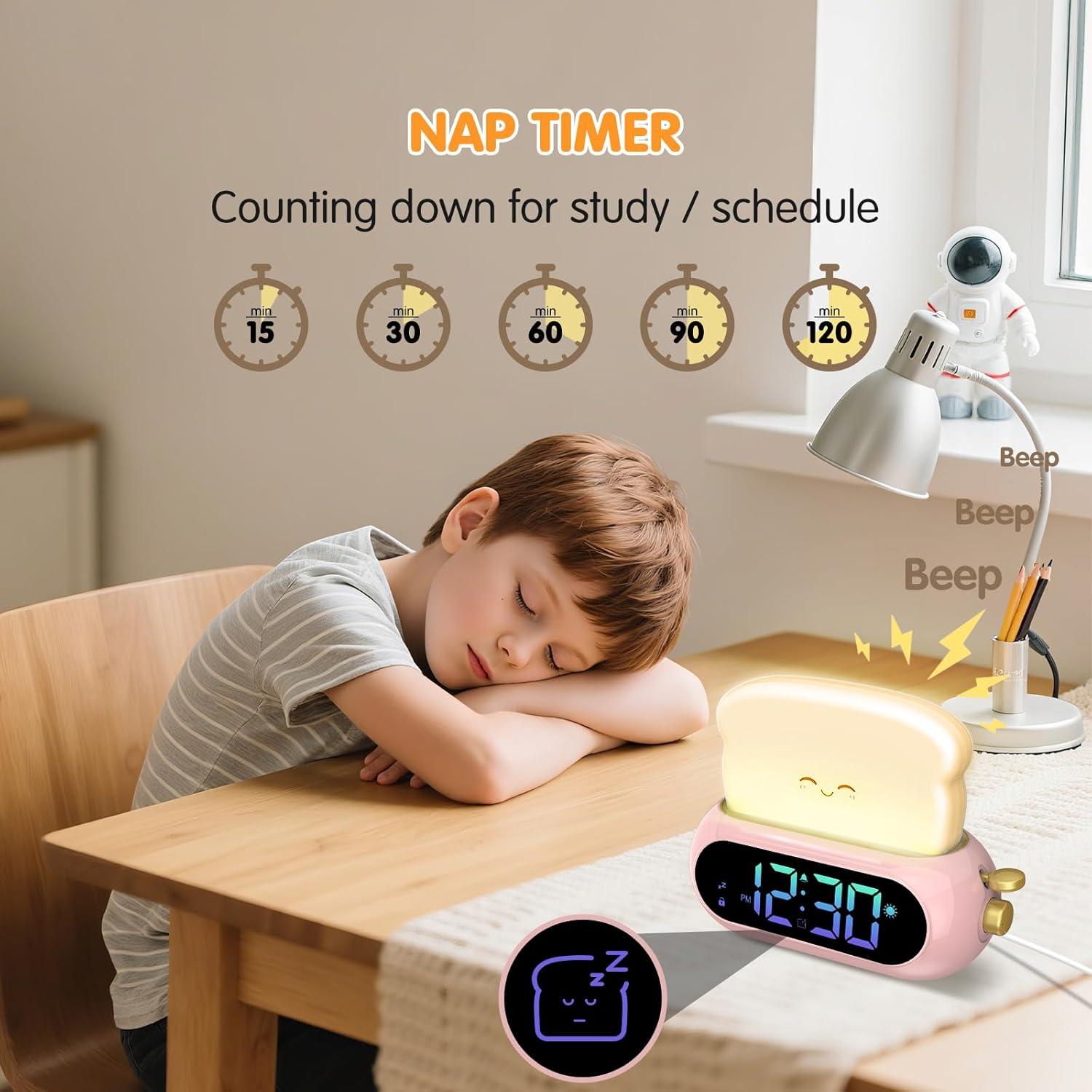 Reloj Despertador Digital Netzu Rosa con Luz Nocturna y Sonidos