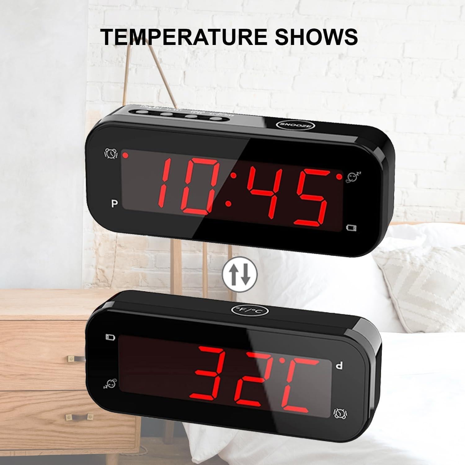 Reloj Despertador Digital SUPLEDCK con Pantalla de Temperatura