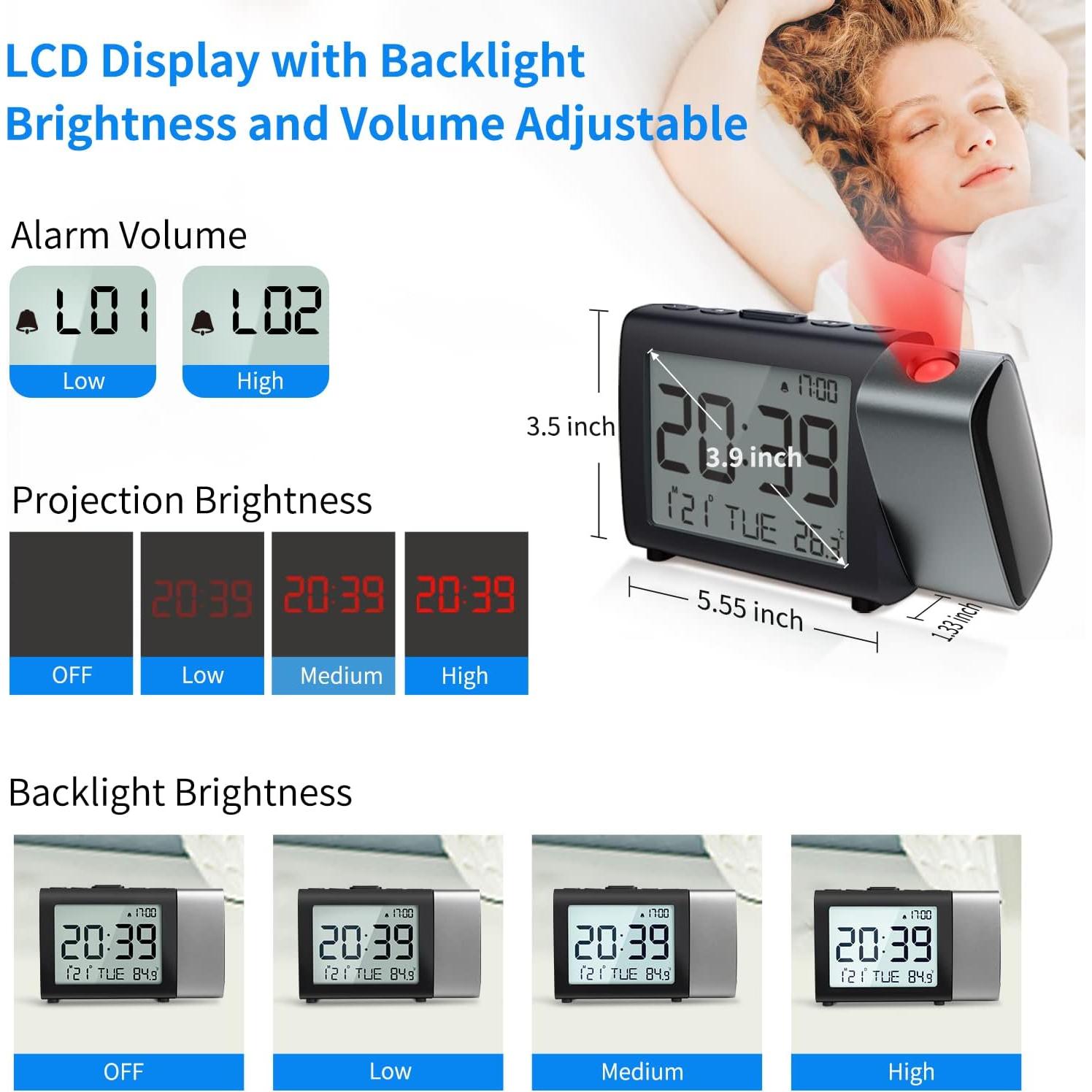 Reloj Despertador Proyector MeesMeek Digital con Temperatura