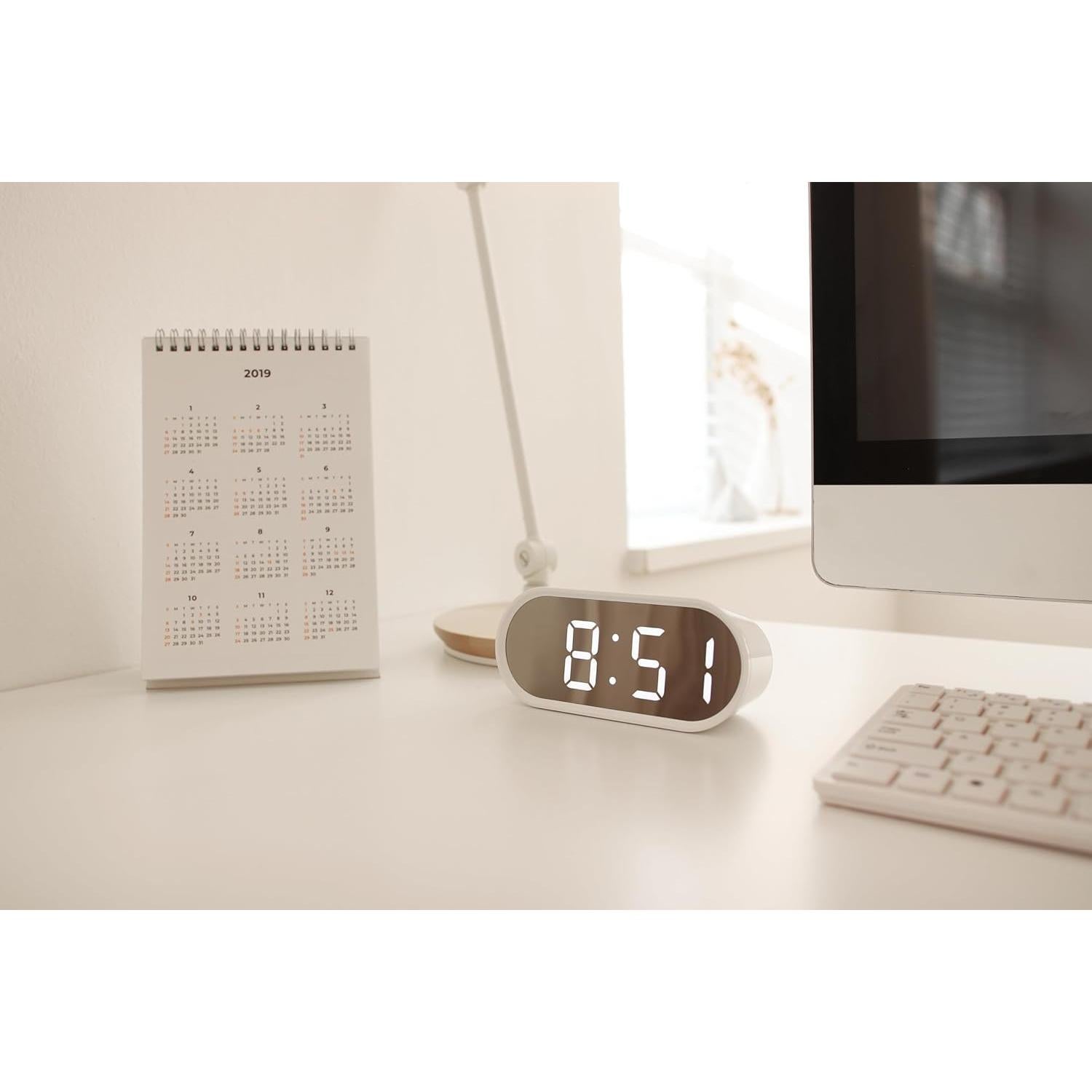 Reloj Despertador Digital Mooas Pop Mirror LED Blanco