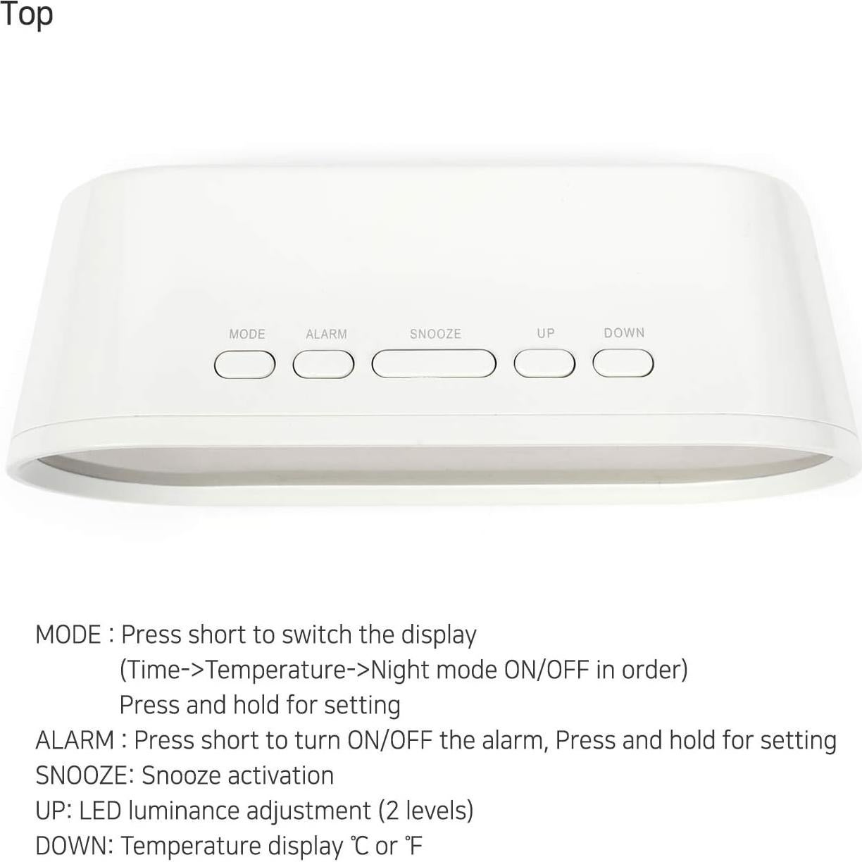 Reloj Despertador Digital Mooas Pop Mirror LED Blanco