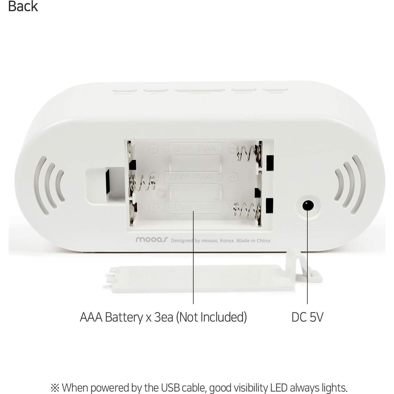 Reloj Despertador Digital Mooas Pop Mirror LED Blanco