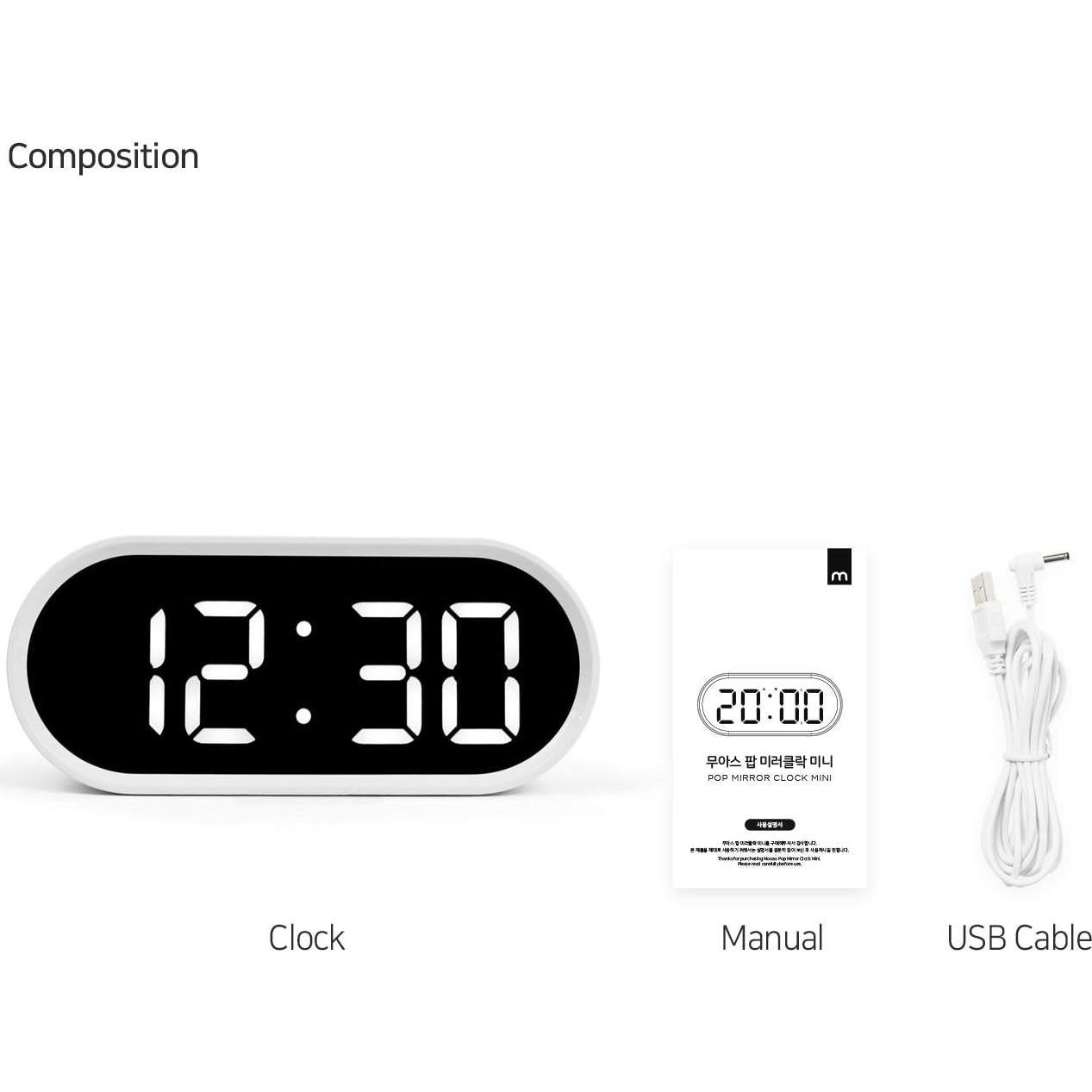 Reloj Despertador Digital Mooas Pop Mirror LED Blanco