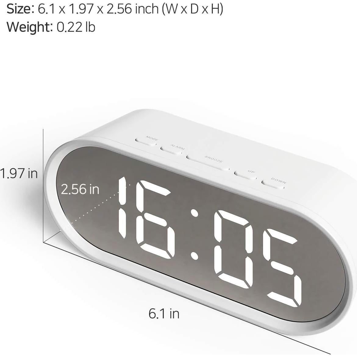Reloj Despertador Digital Mooas Pop Mirror LED Blanco