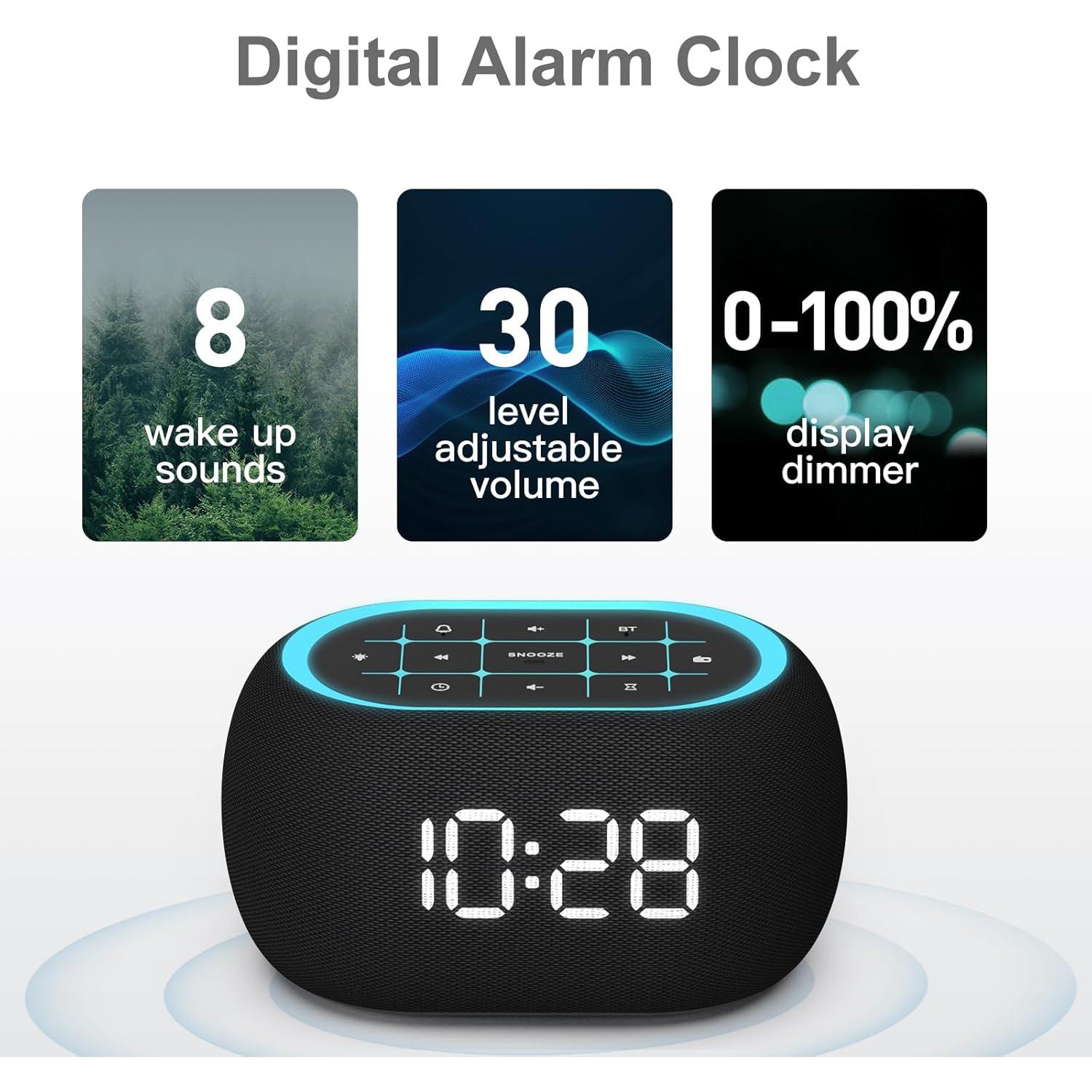 Reloj Despertador ANJANK con Radio FM y Altavoz Bluetooth