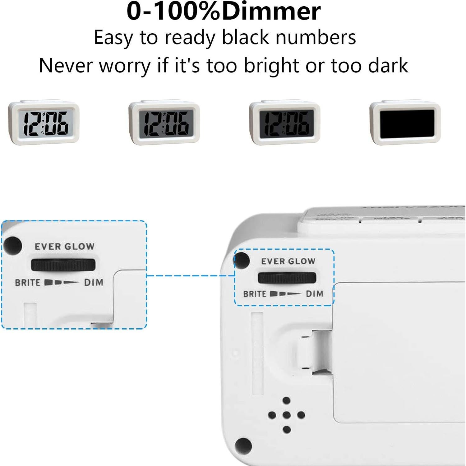 Reloj Despertador Inteligente Hense Blanco con Luz Nocturna