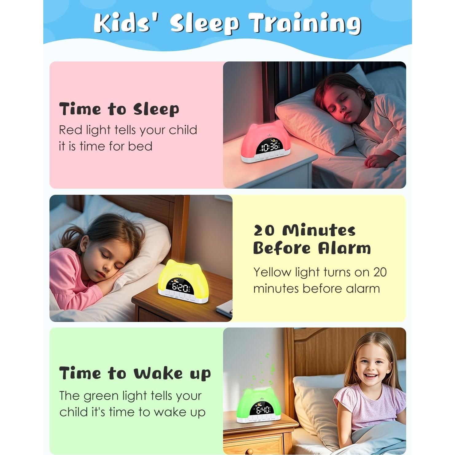 Reloj Despertador Infantil Homiyteck Gato con Luz y Sonido