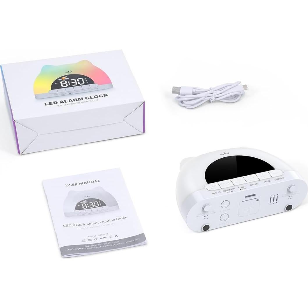 Reloj Despertador Infantil Homiyteck Gato con Luz y Sonido