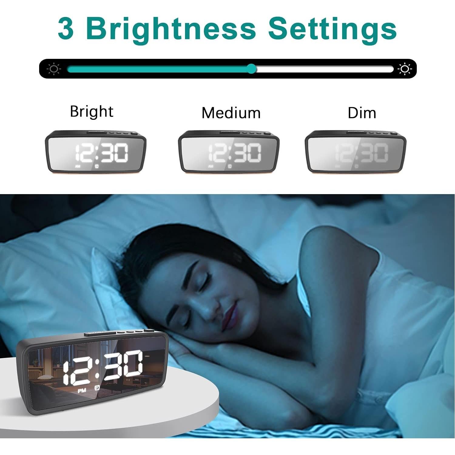 Reloj Despertador Digital VAUNO con Pantalla LED Ajustable