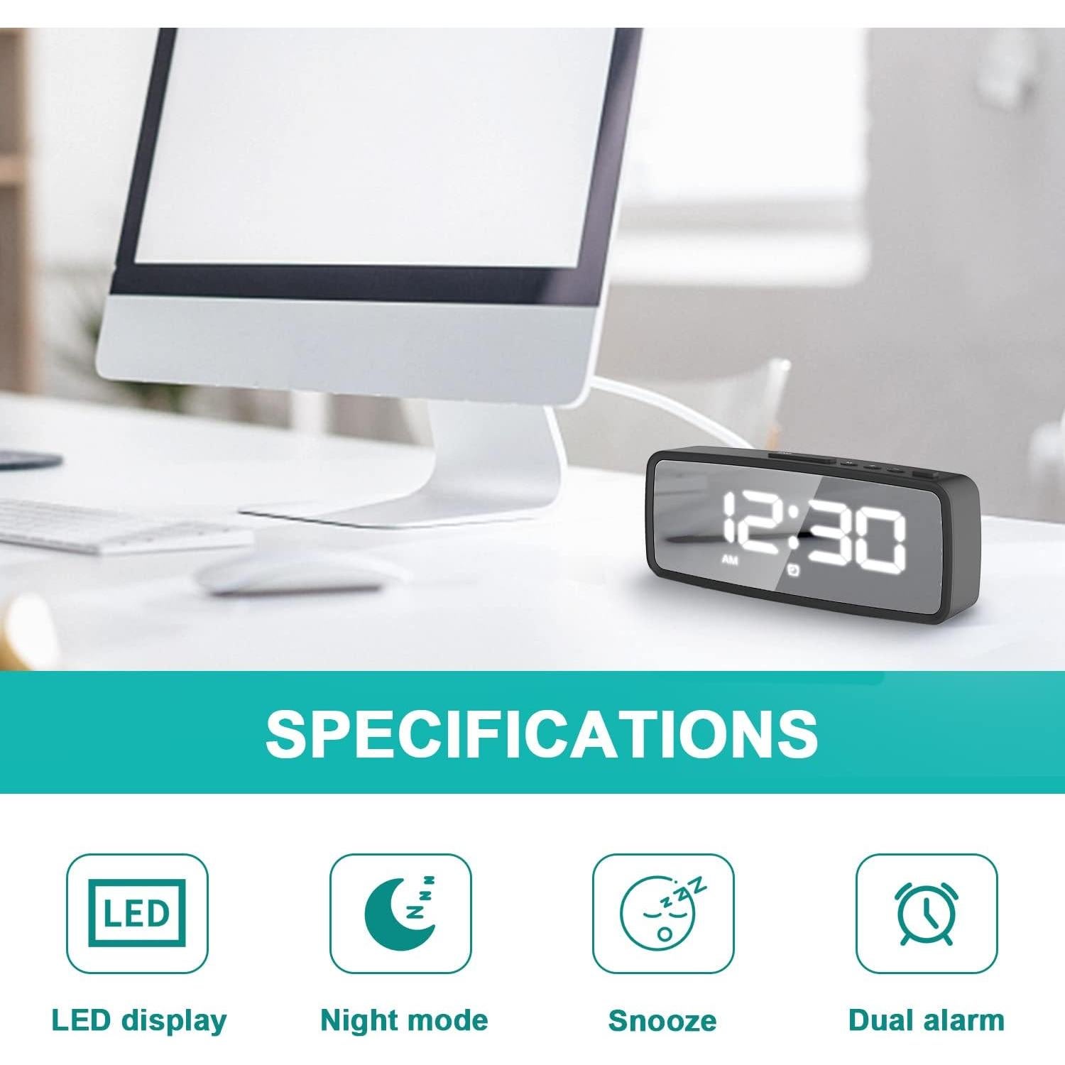 Reloj Despertador Digital VAUNO con Pantalla LED Ajustable