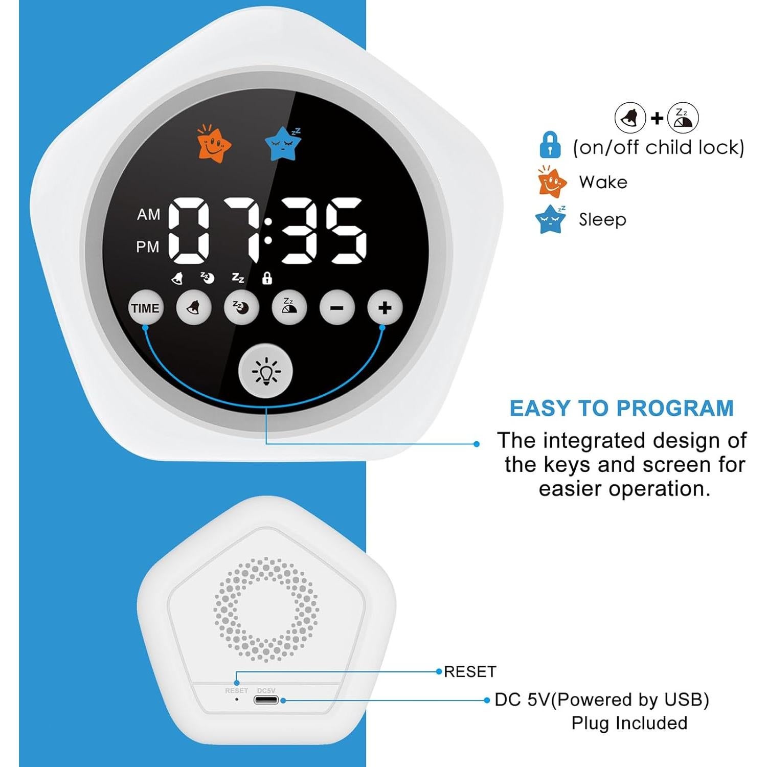 Reloj Despertador Estrella DINVEL para Niños con Luz y Sonido
