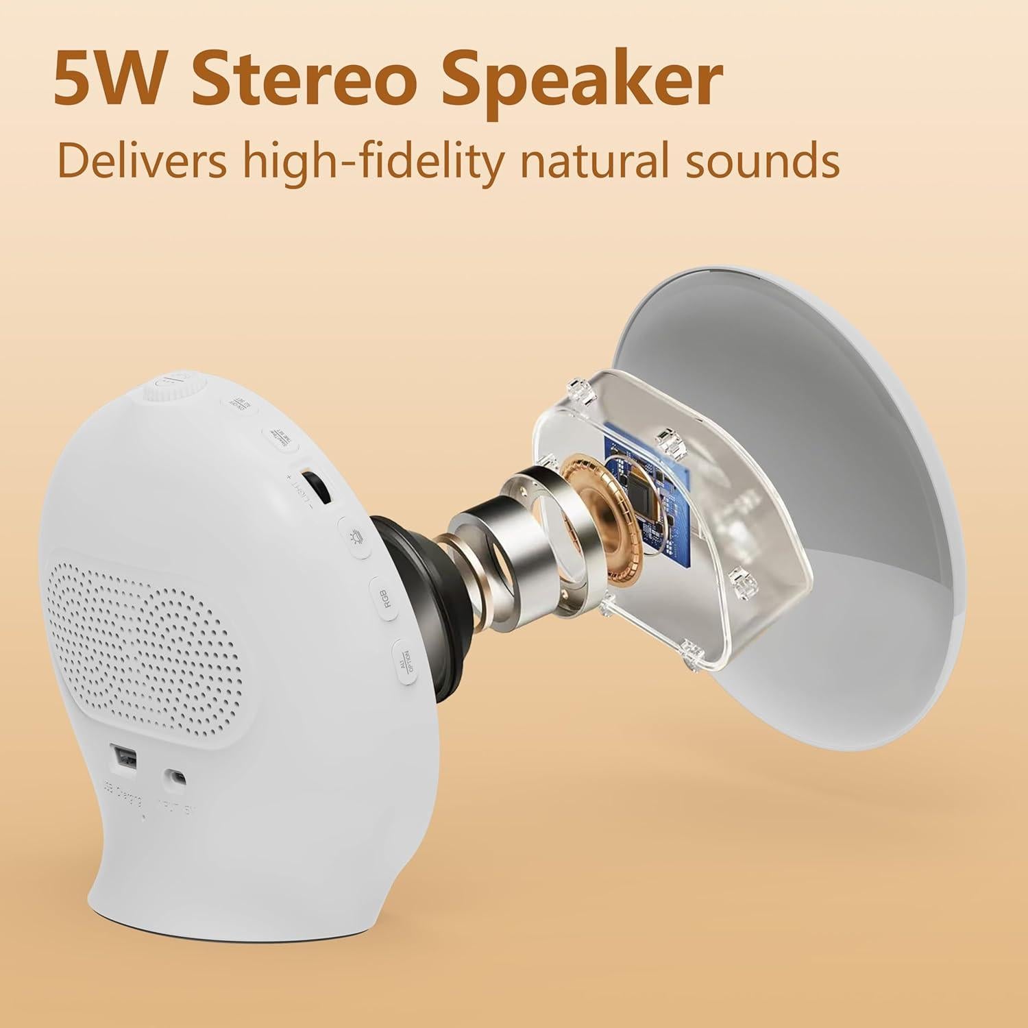 Reloj Despertador Luz de Amanecer MASSII K7, Bluetooth 5W