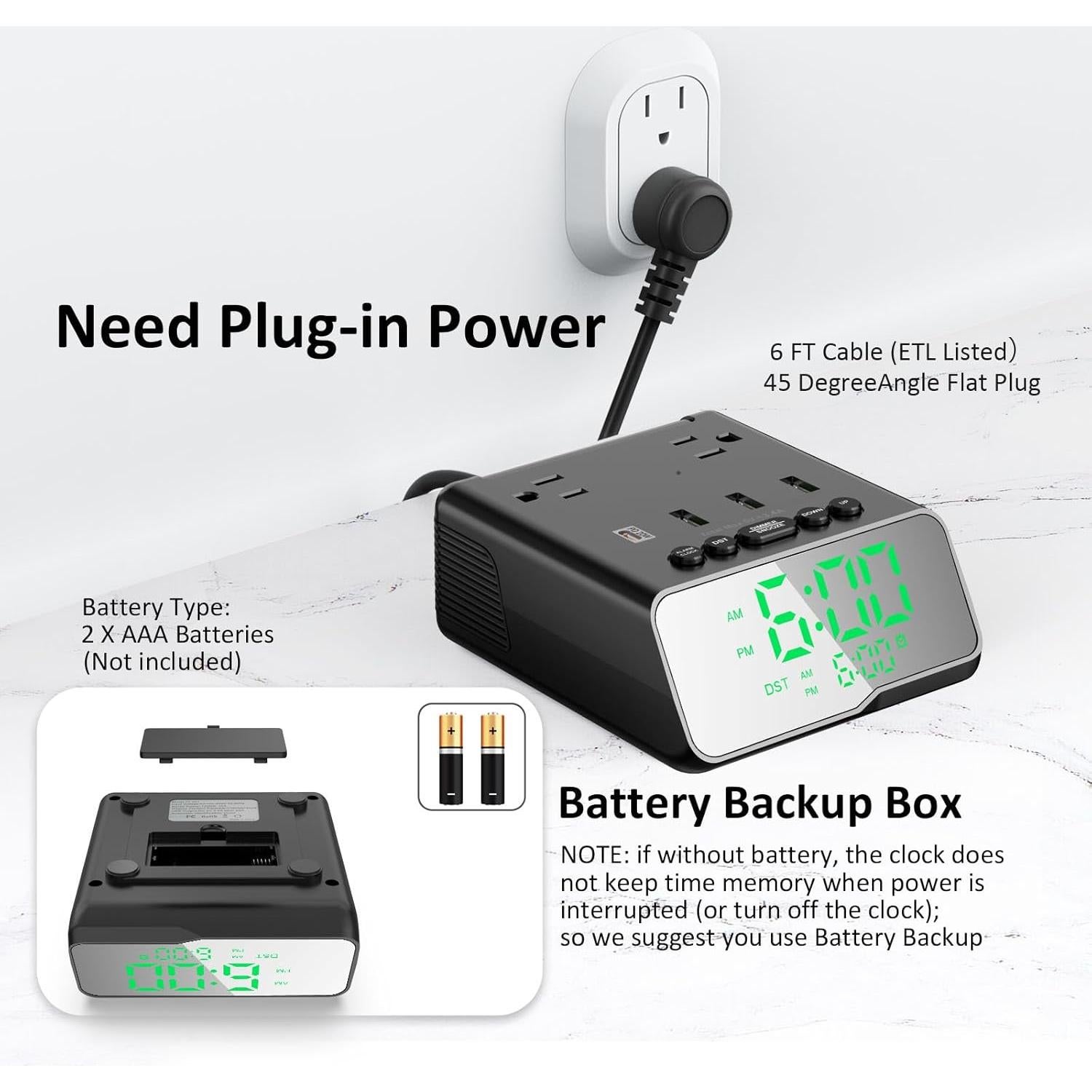 Reloj Despertador Electrónico Kungfuking con Cargador USB