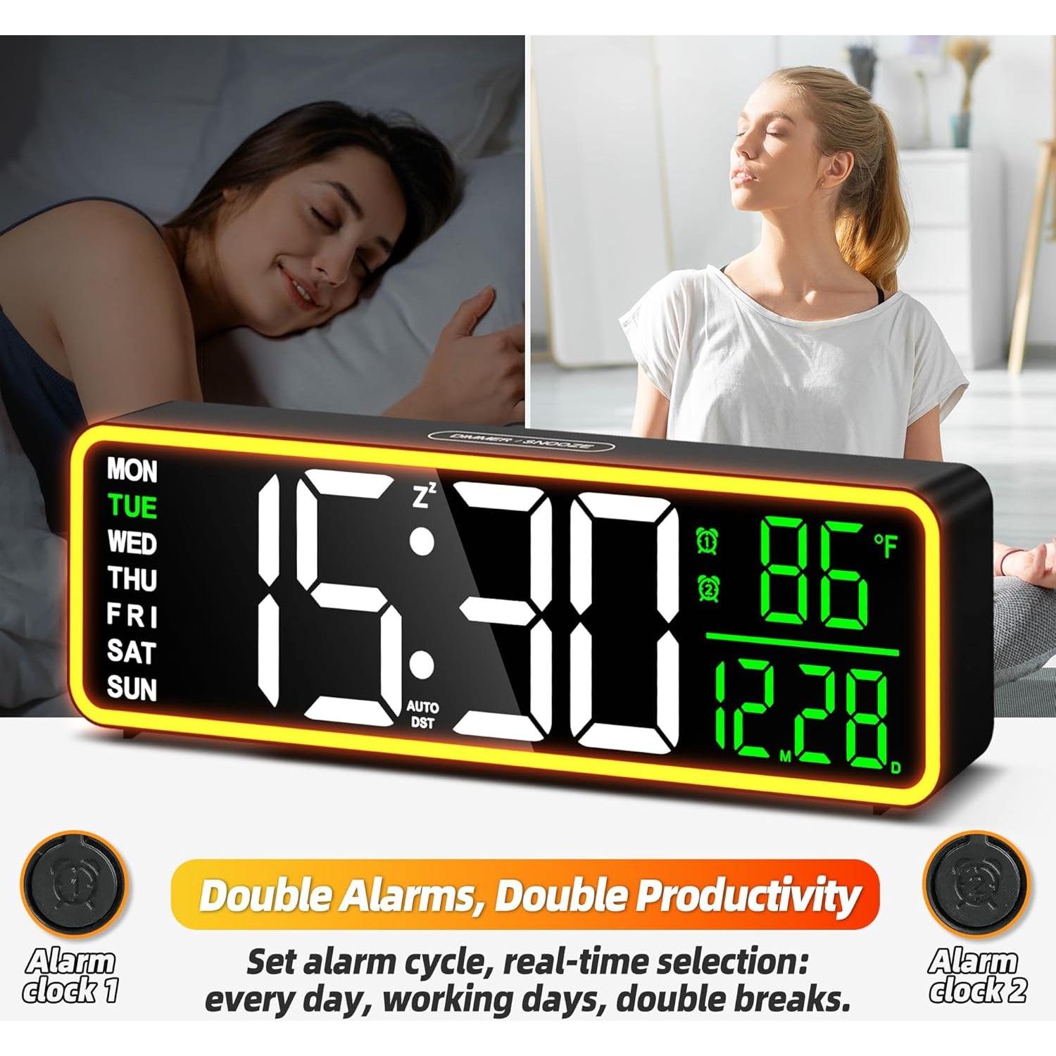 Reloj de Alarma Digital LEIKE 9" Pantalla LED Brillo Ajustable