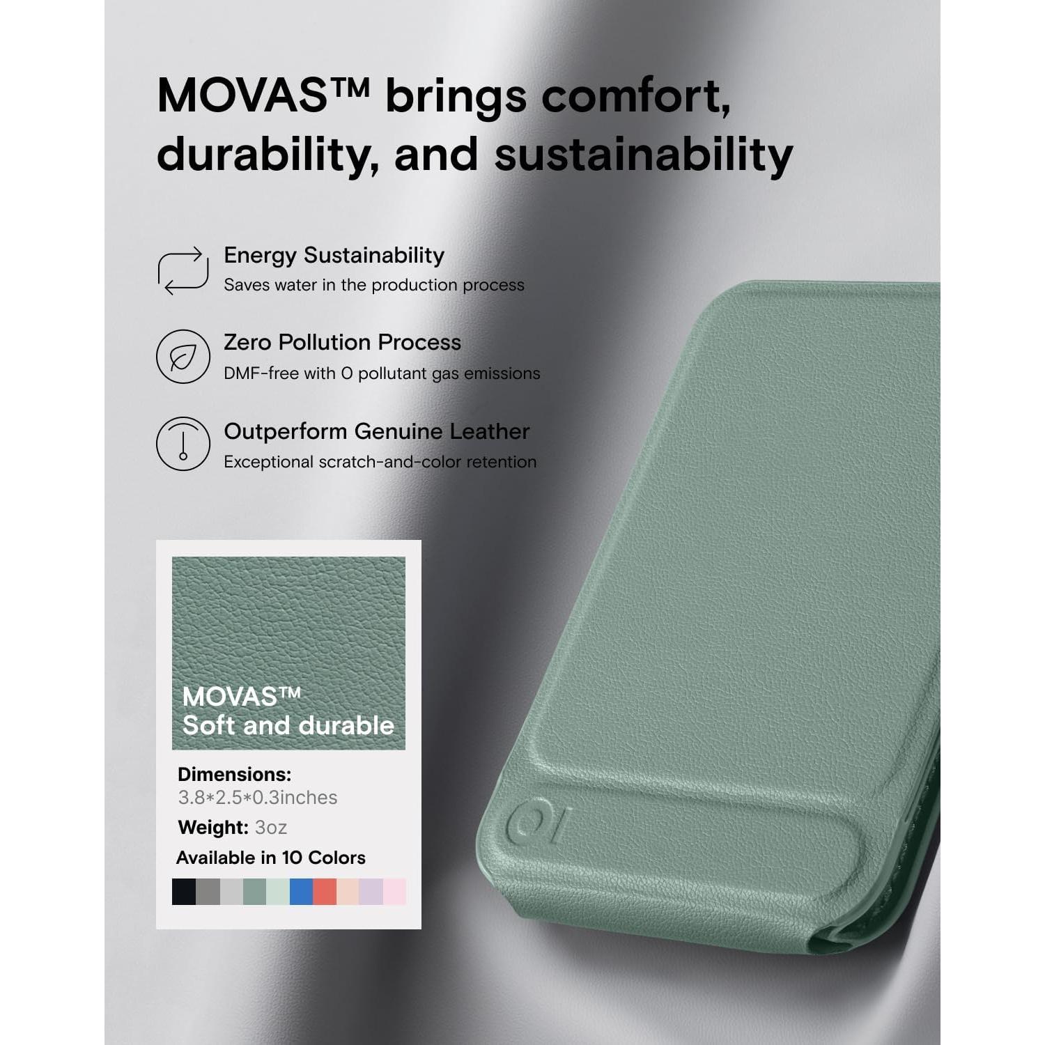 Soporte para teléfono MOFT trípode magnético cuero verde agua