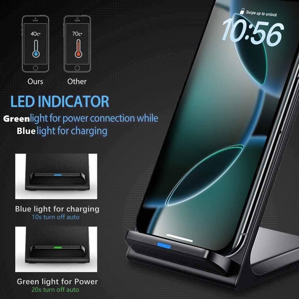 Cargador Inalámbrico Rápido 20W FDGAO Soporte Vertical Negro