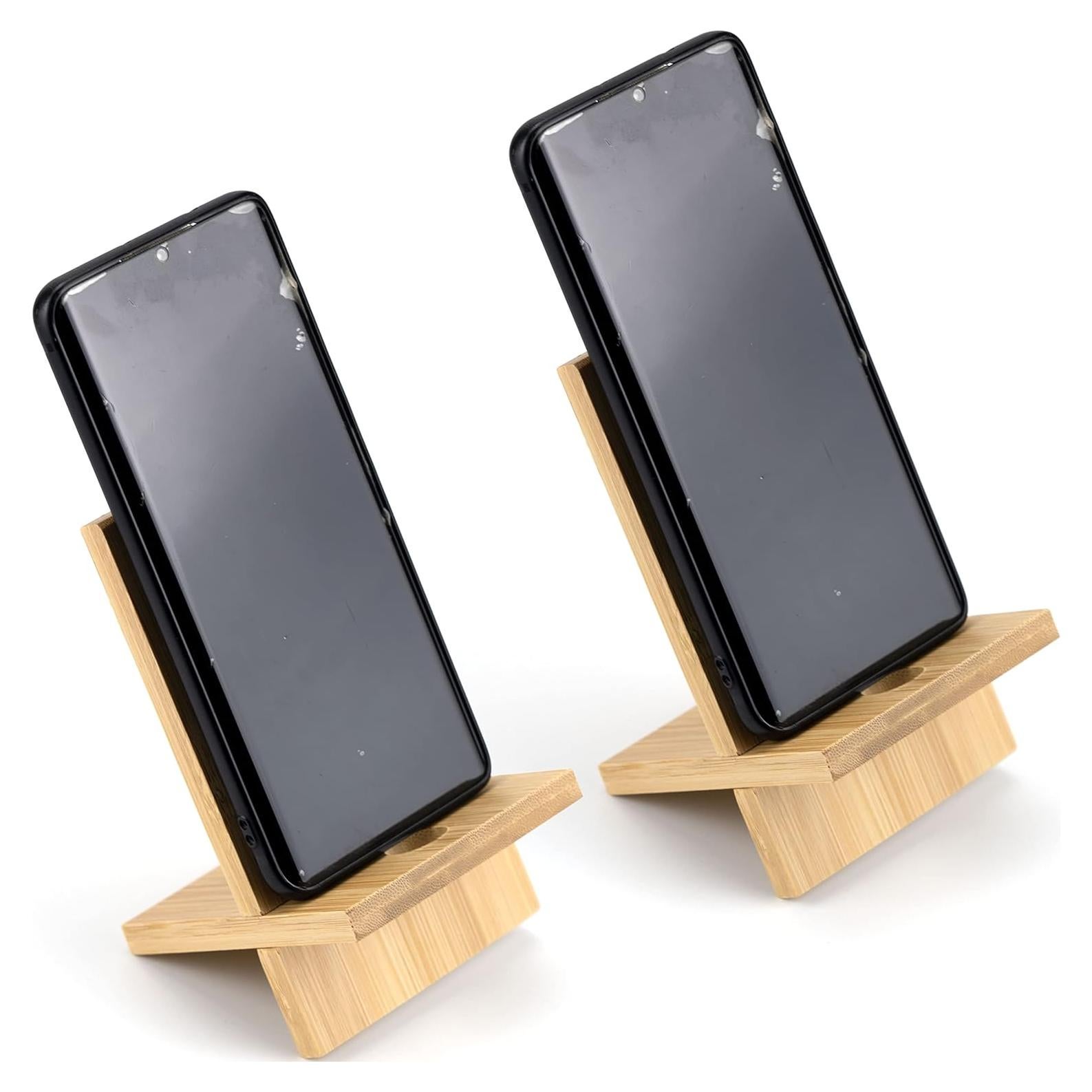 Soporte de Teléfono de Bambú IFAMIO 2 Piezas con Carga