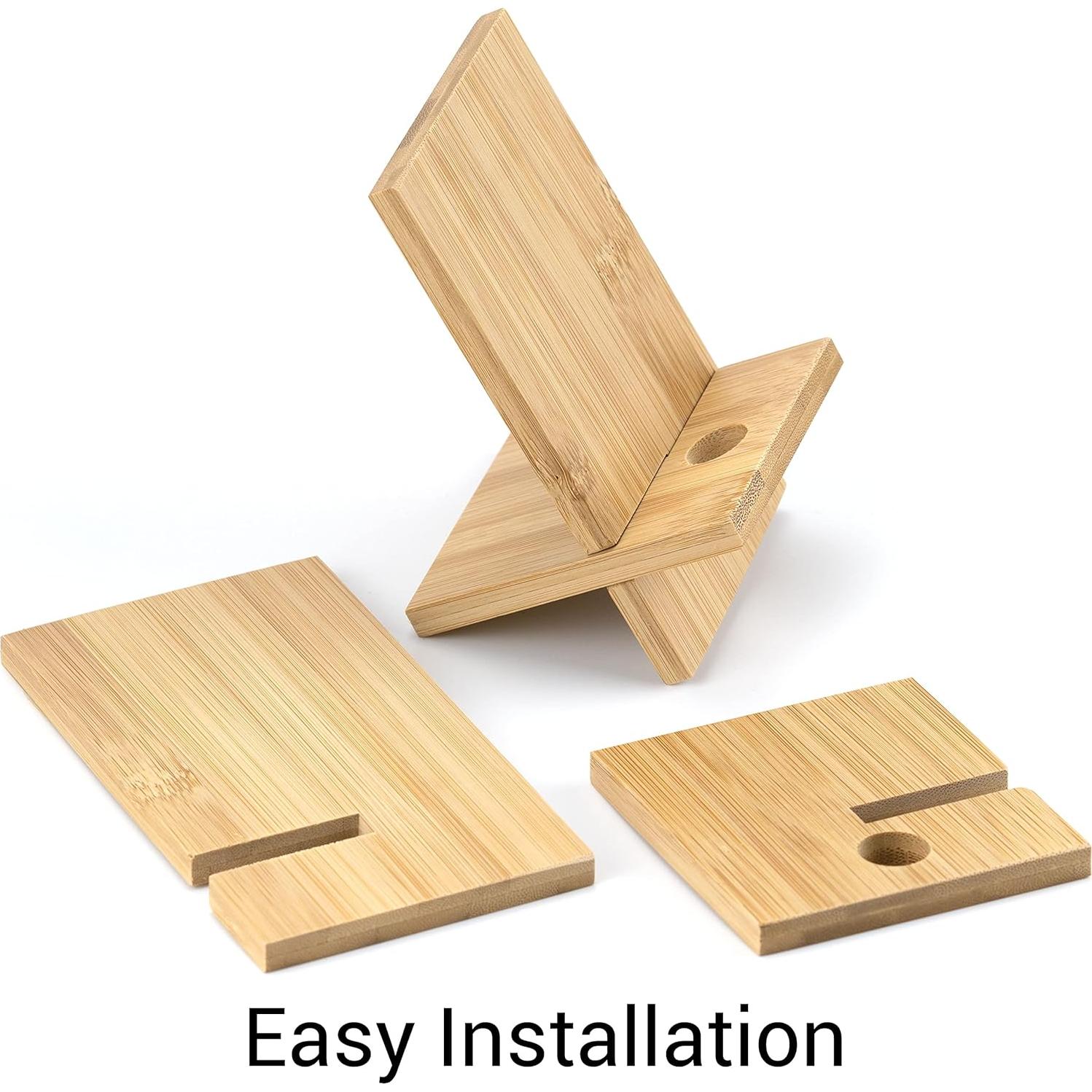 Soporte de Teléfono de Bambú IFAMIO 2 Piezas con Carga