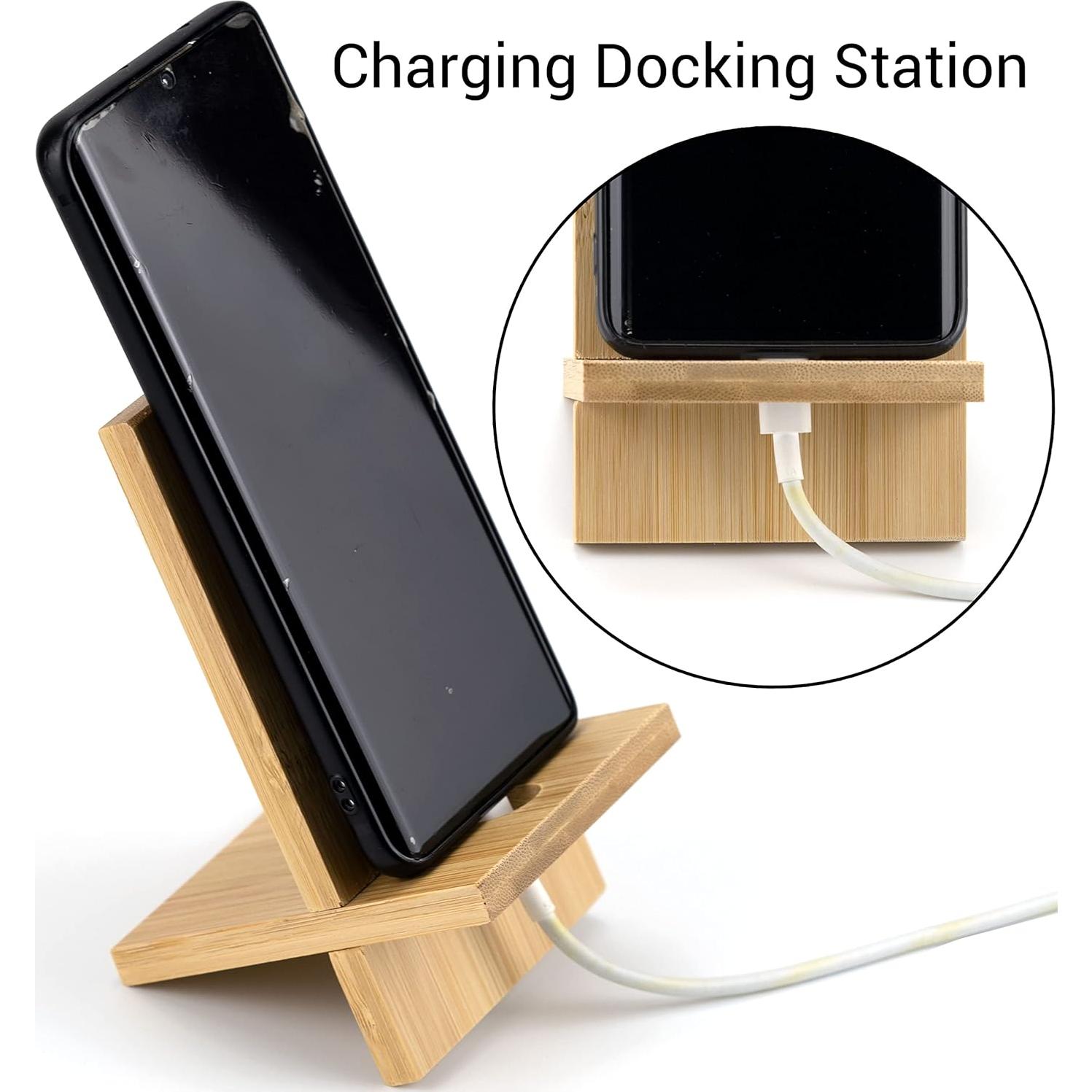 Soporte de Teléfono de Bambú IFAMIO 2 Piezas con Carga