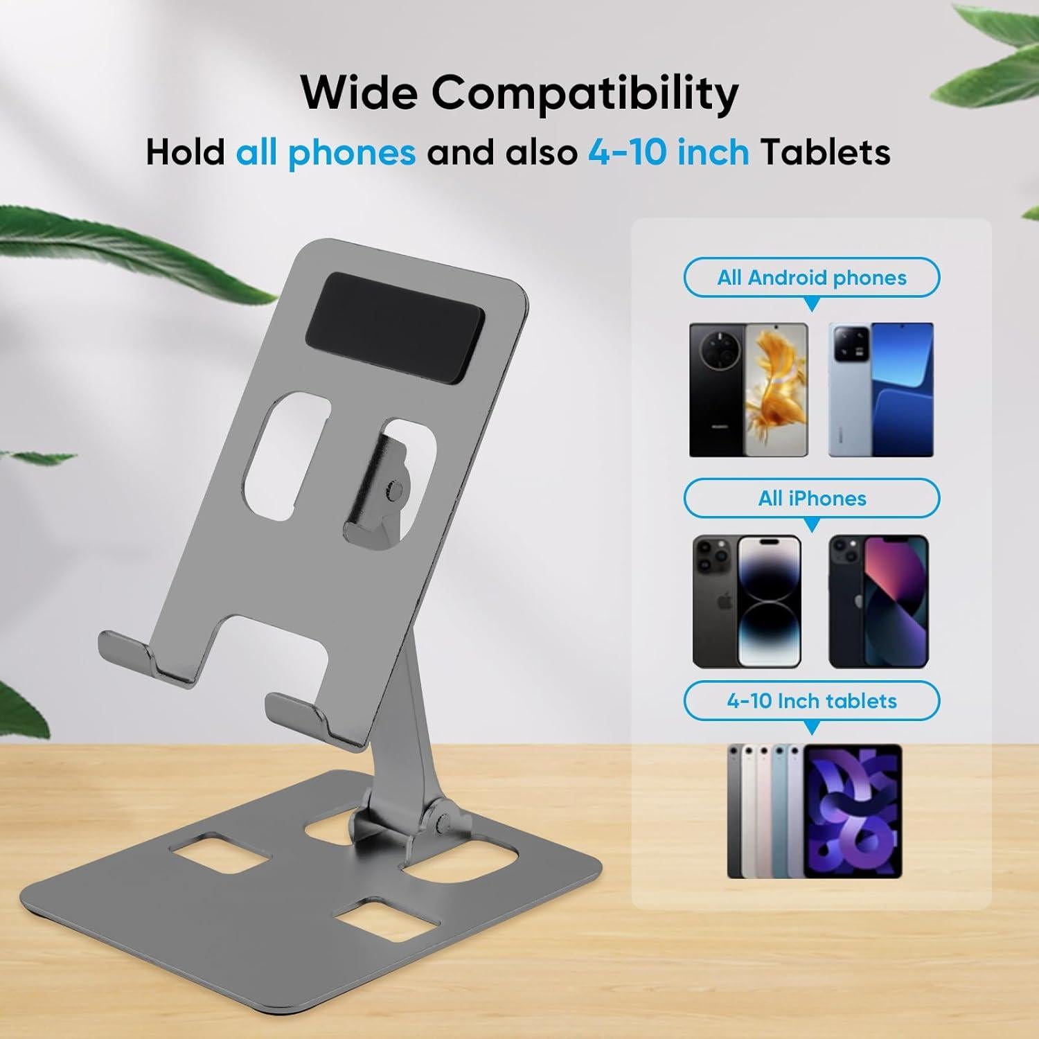 Soporte Plegable para Teléfono Móvil RQB Plata Ajustable