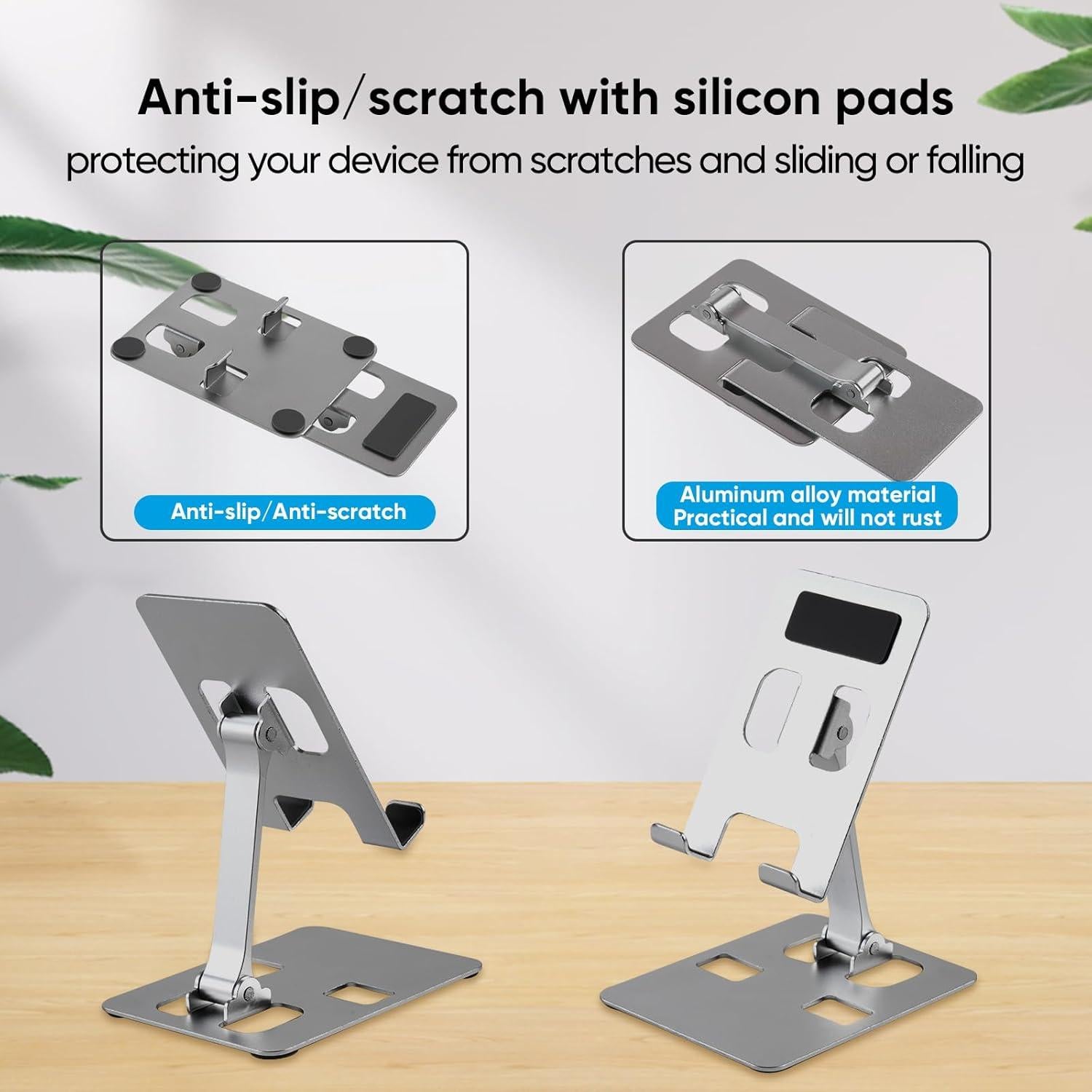 Soporte Plegable para Teléfono Móvil RQB Plata Ajustable