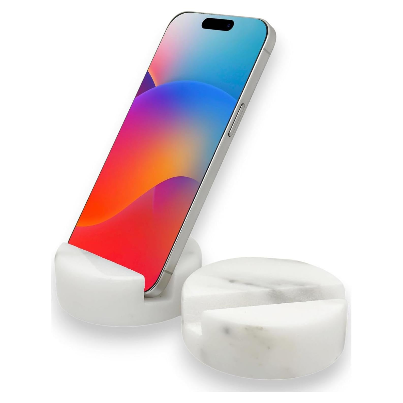 Soporte de Teléfono Celular de Mármol TransMarble Blanco Estrellado