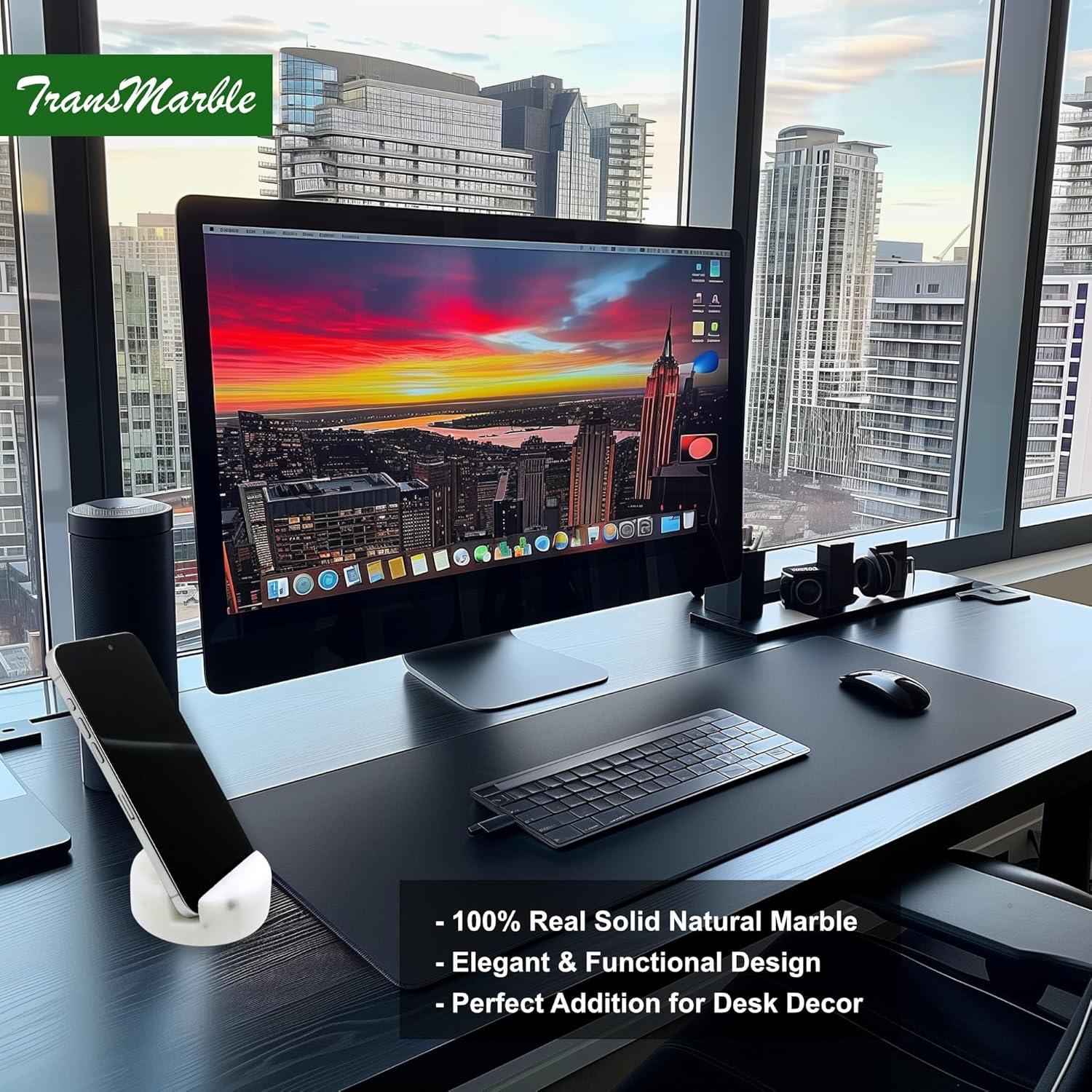 Soporte de Teléfono Celular de Mármol TransMarble Blanco Estrellado