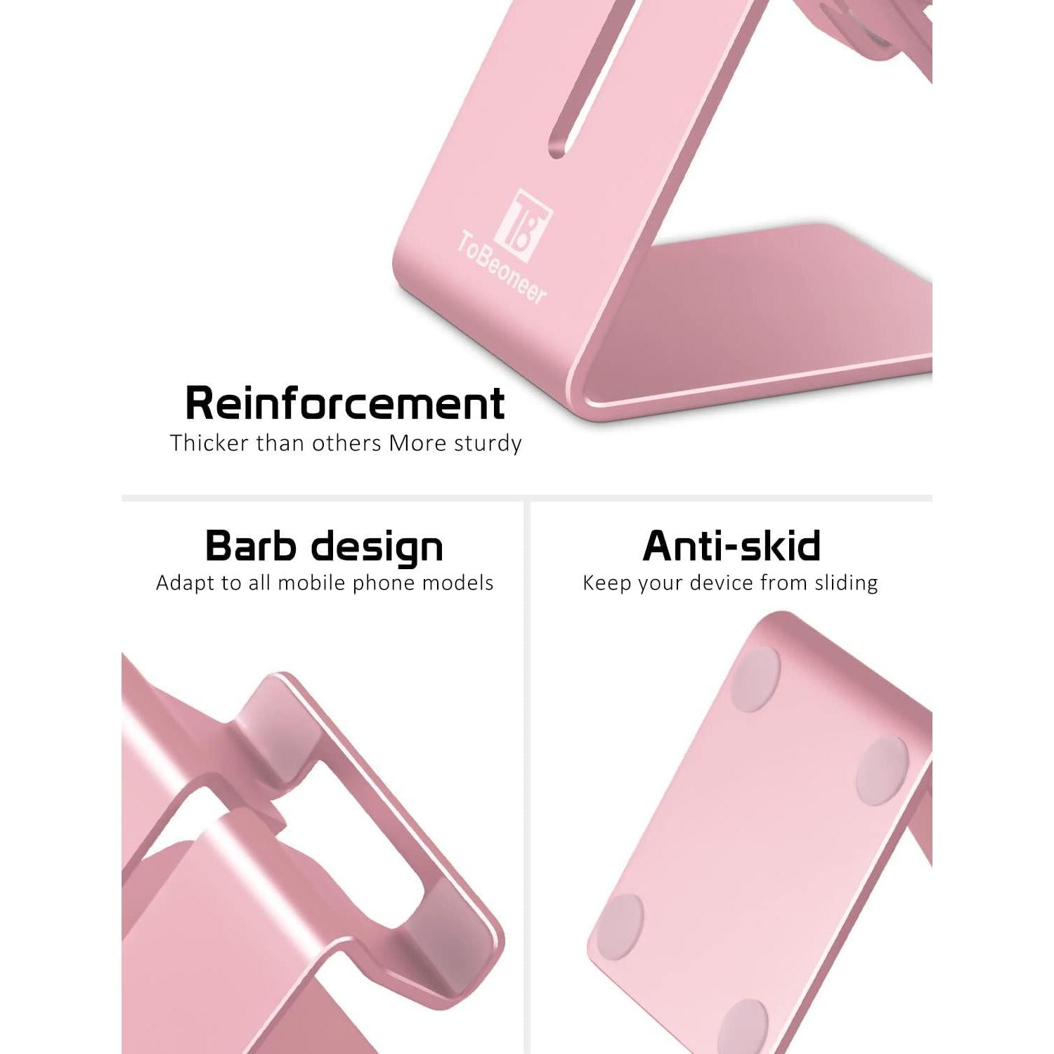 Soporte de Aluminio para Teléfono ToBeoneer Oro Rosa Ajustable