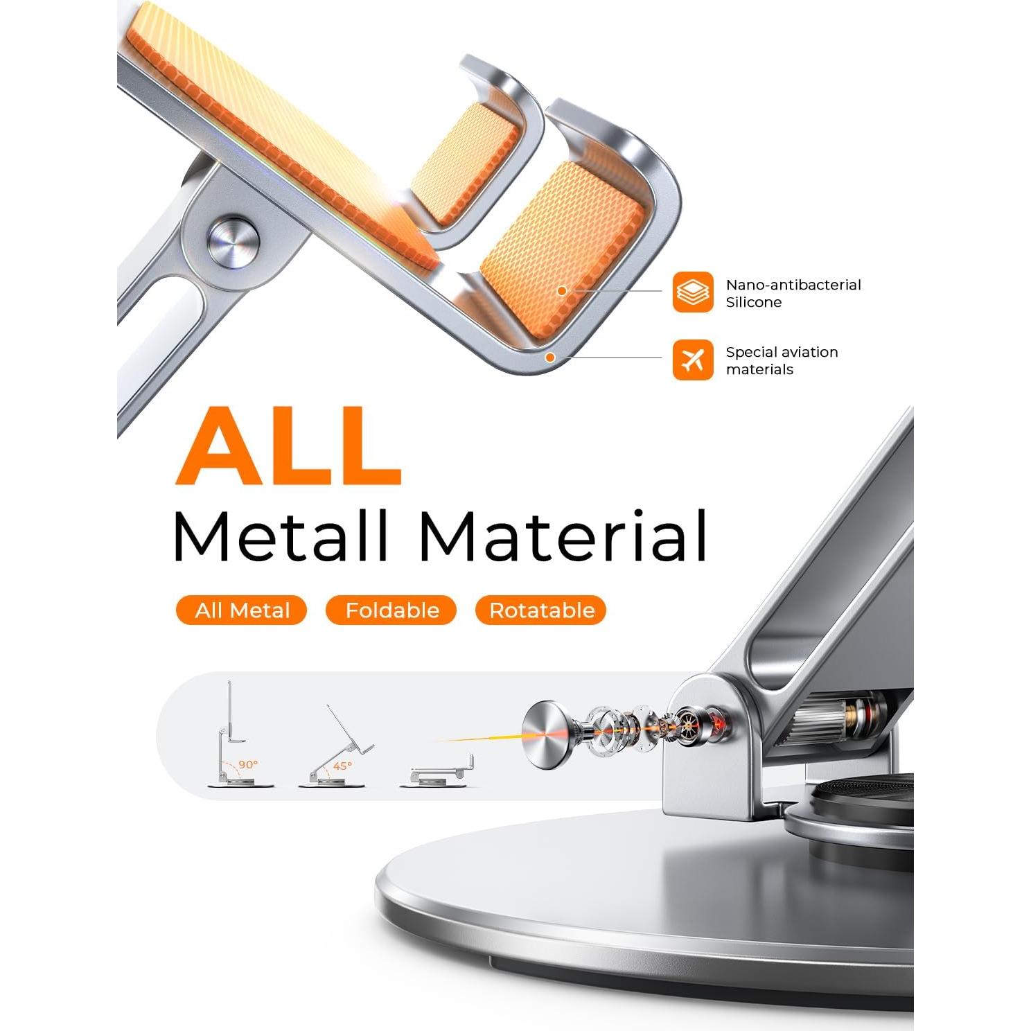 Soporte para Teléfono LISEN de Metal Ajustable 360° - Compatible con iPhone y Samsung