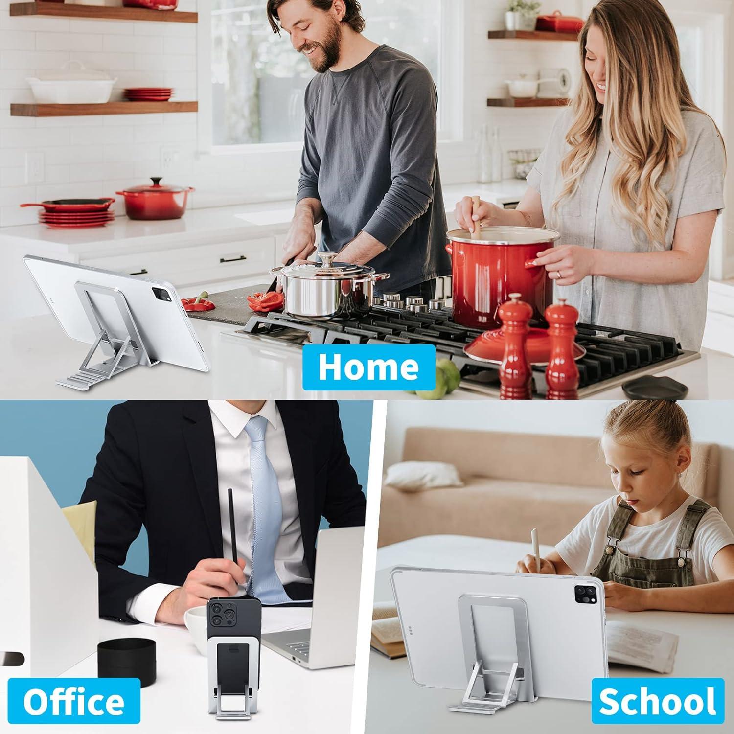 Soporte Ajustable para Teléfono y Tablet TITACUTE Aluminio Plata