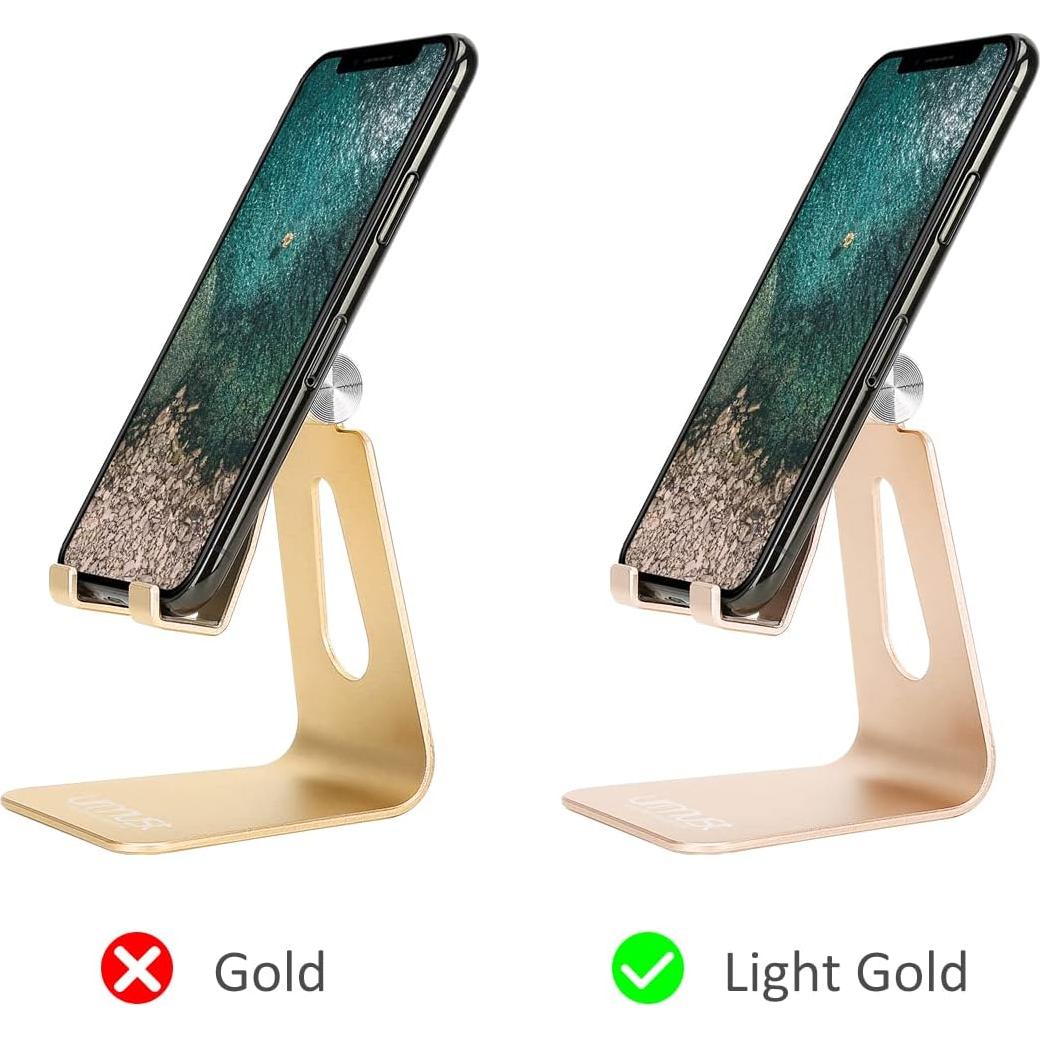 Soporte Ajustable para Teléfono Urmust Dorado - Compatible con iPhone y Android