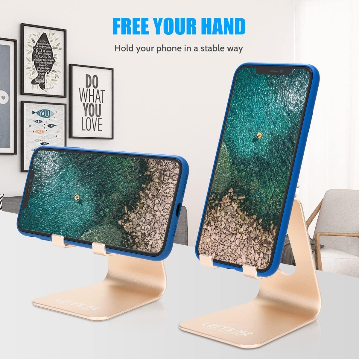 Soporte Ajustable para Teléfono Urmust Dorado - Compatible con iPhone y Android