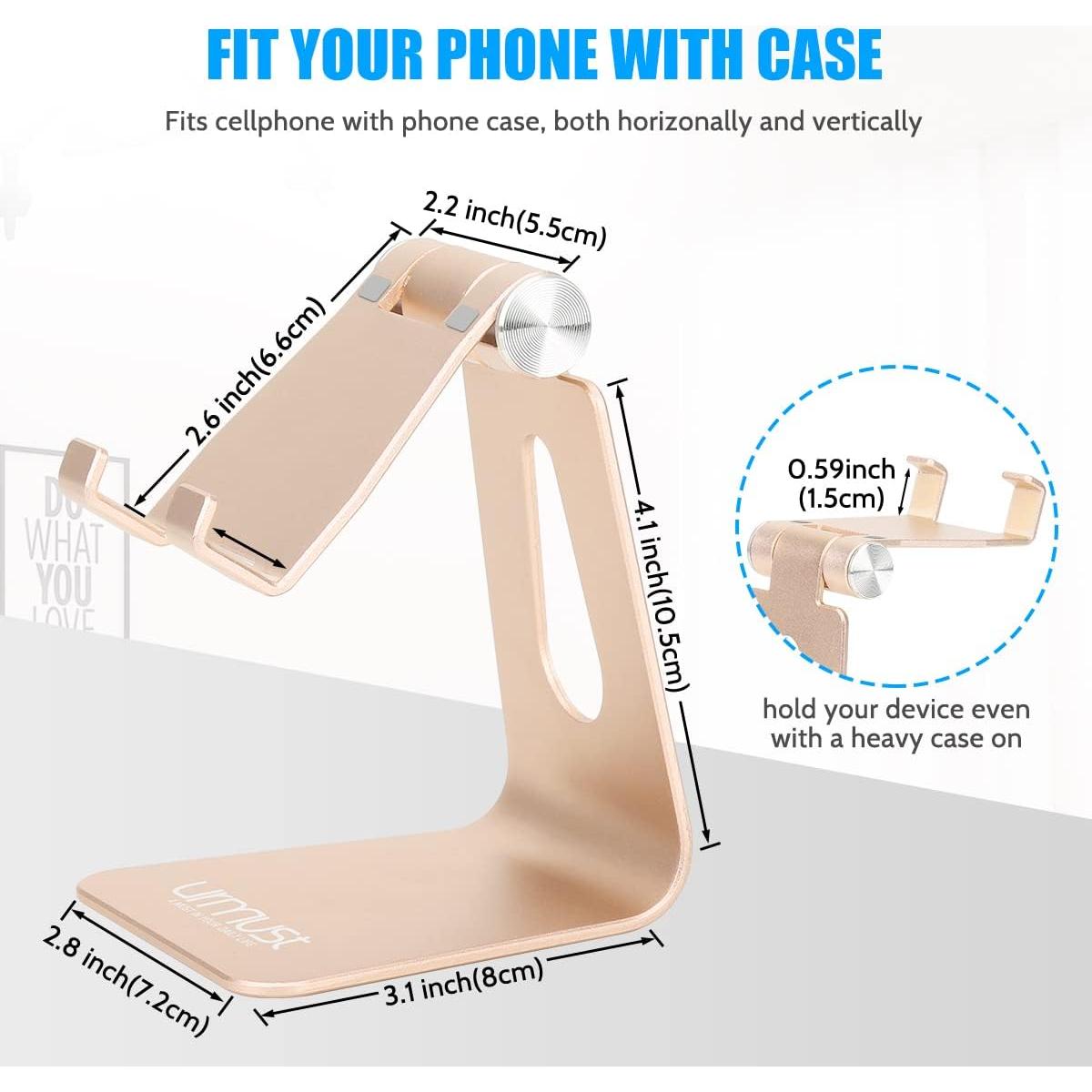 Soporte Ajustable para Teléfono Urmust Dorado - Compatible con iPhone y Android